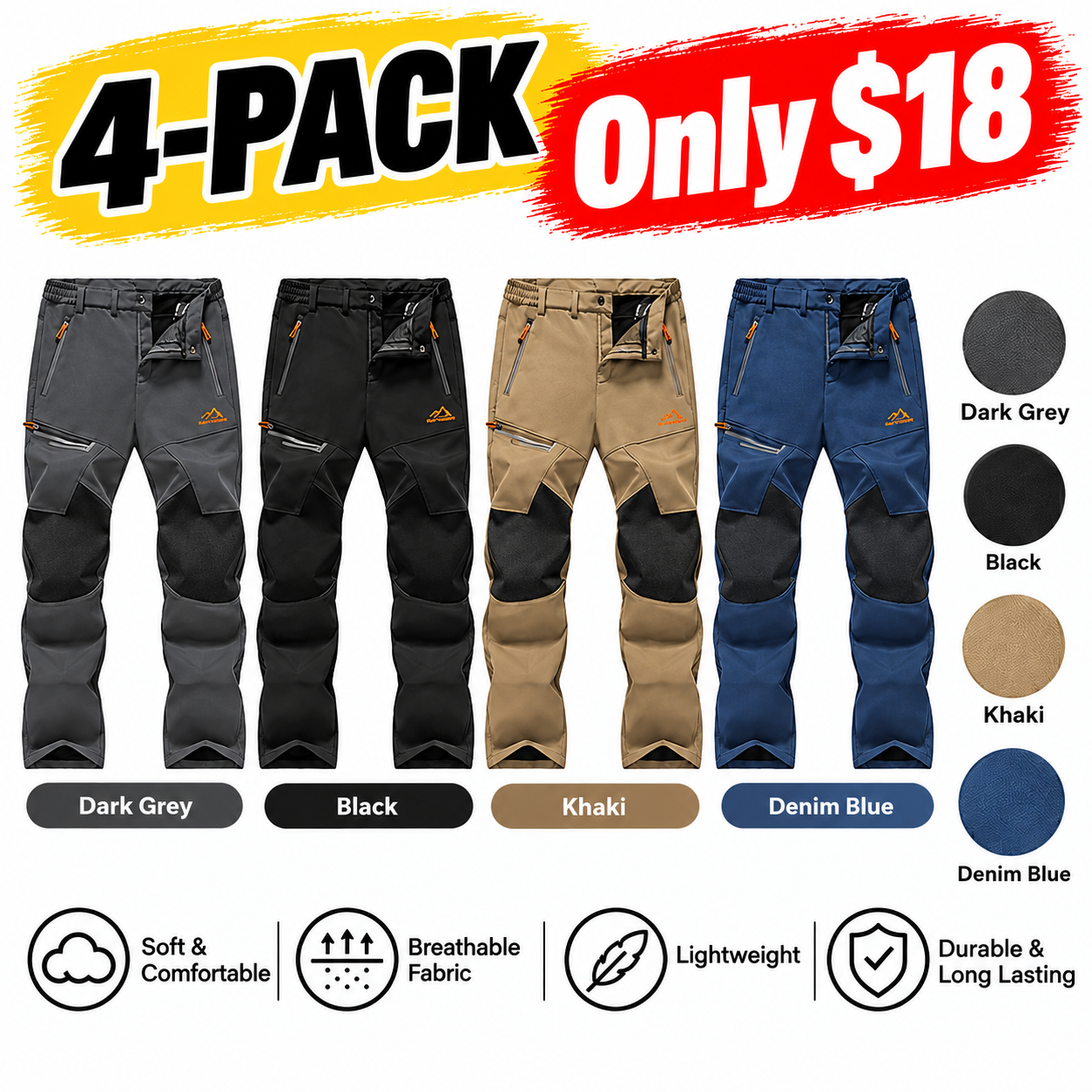 Men's Fleece-Lined Water-Resistant Snow Pants