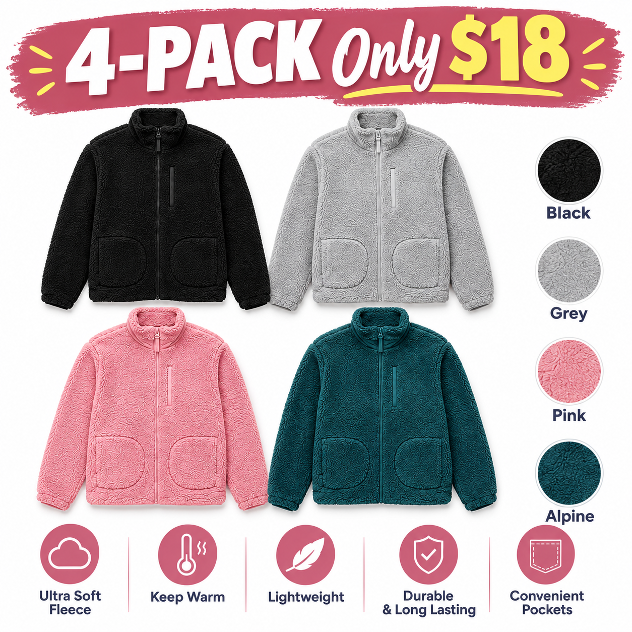 Women's Plush High-Pile Full-Zip Jacket