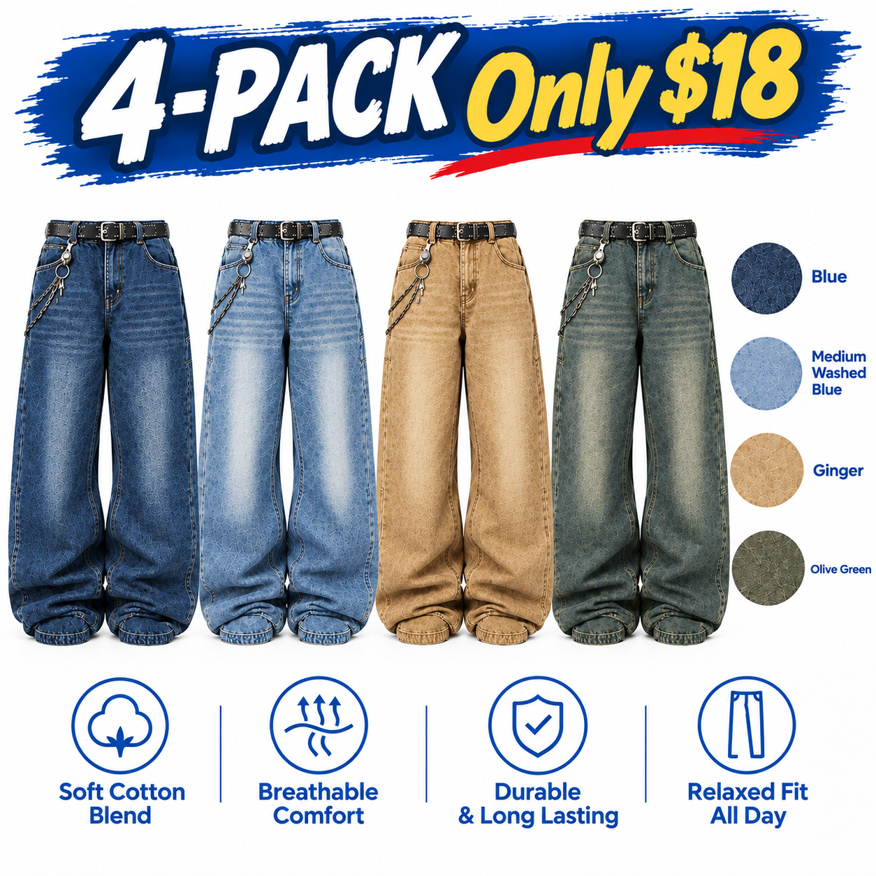Vintage Wide-Leg Baggy Denim Jeans
