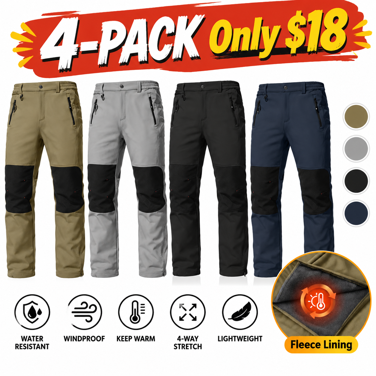 Men's Waterproof Insulated Winter Hiking Pants