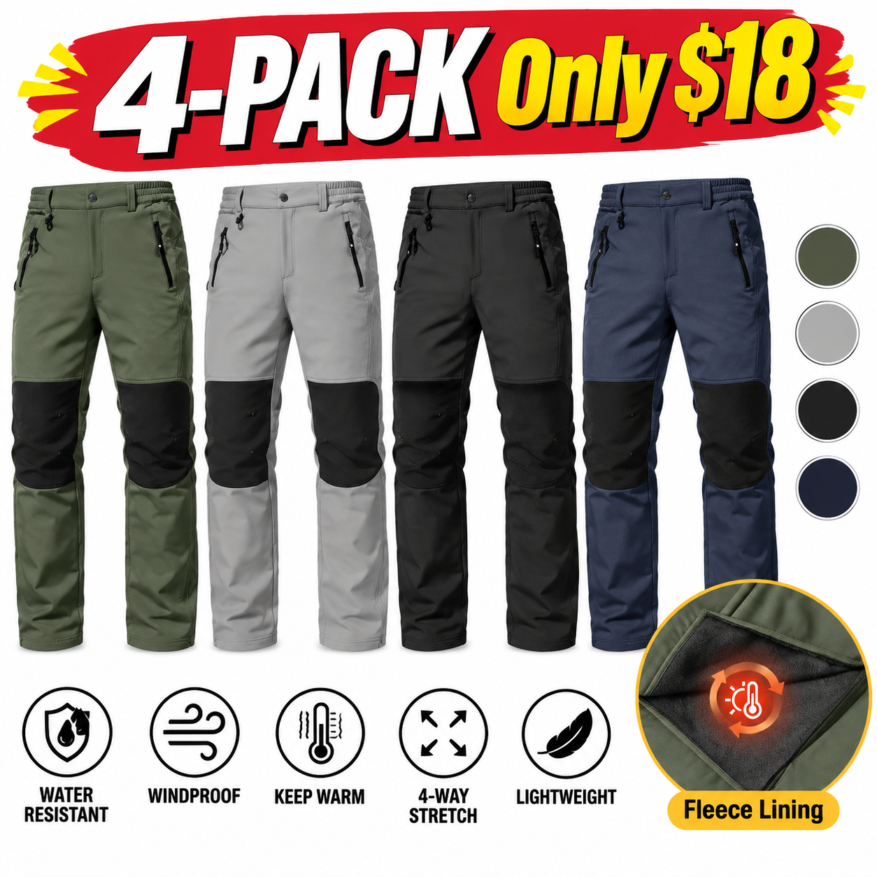 Men's Waterproof Insulated Winter Hiking Pants