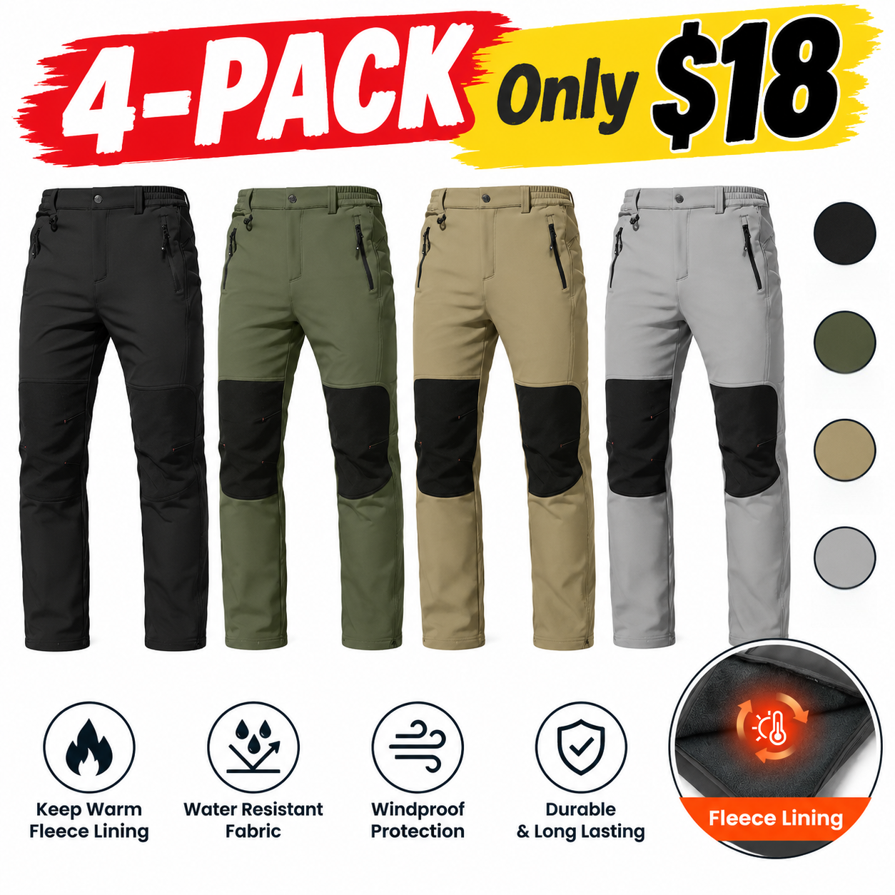 Men's Waterproof Insulated Winter Hiking Pants
