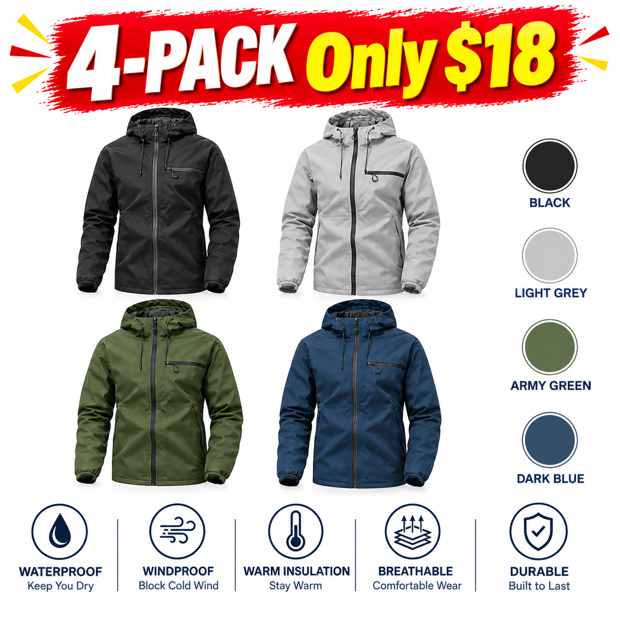 Men’s Lightweight Softshell Hooded Windbreaker Jacket