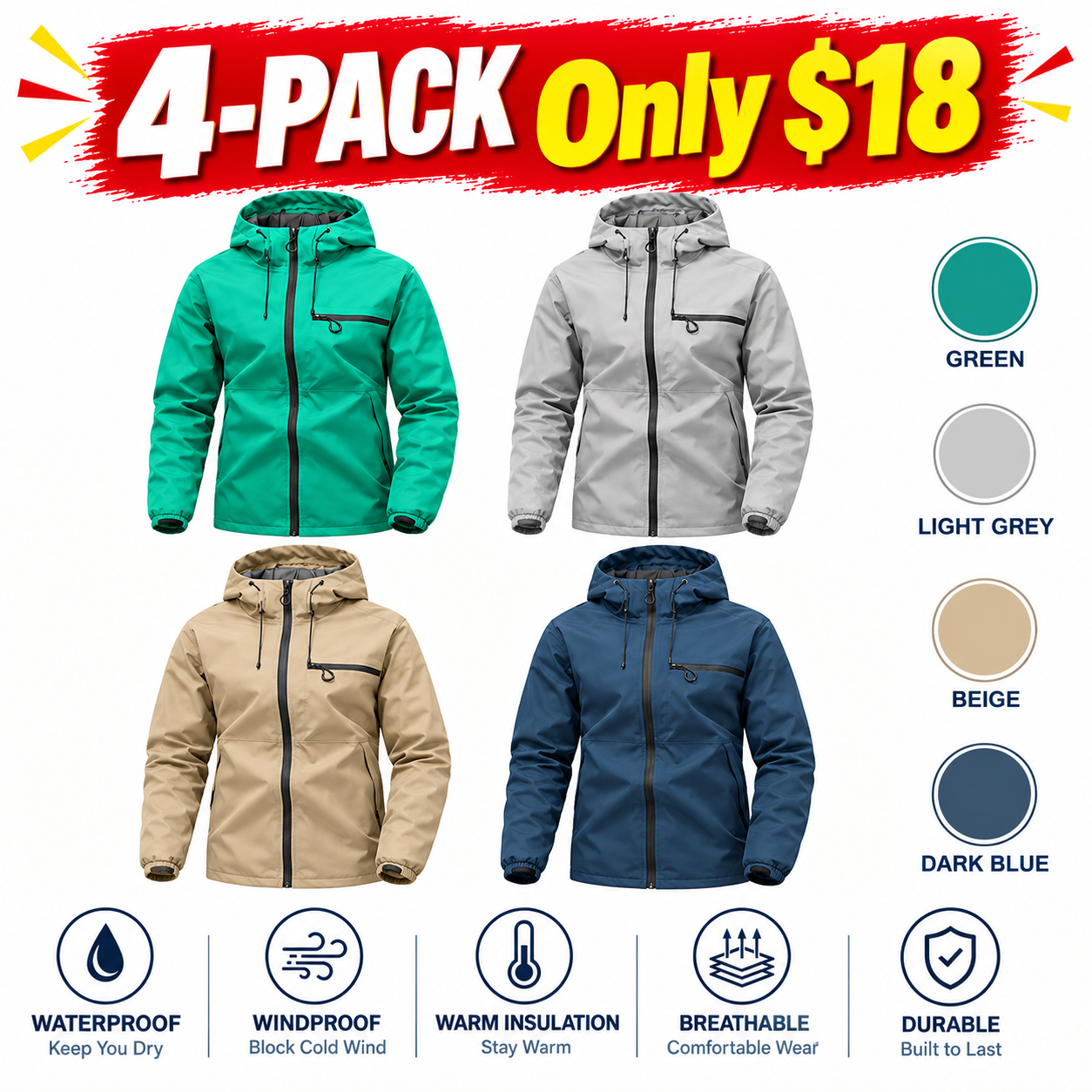 Men’s Lightweight Softshell Hooded Windbreaker Jacket