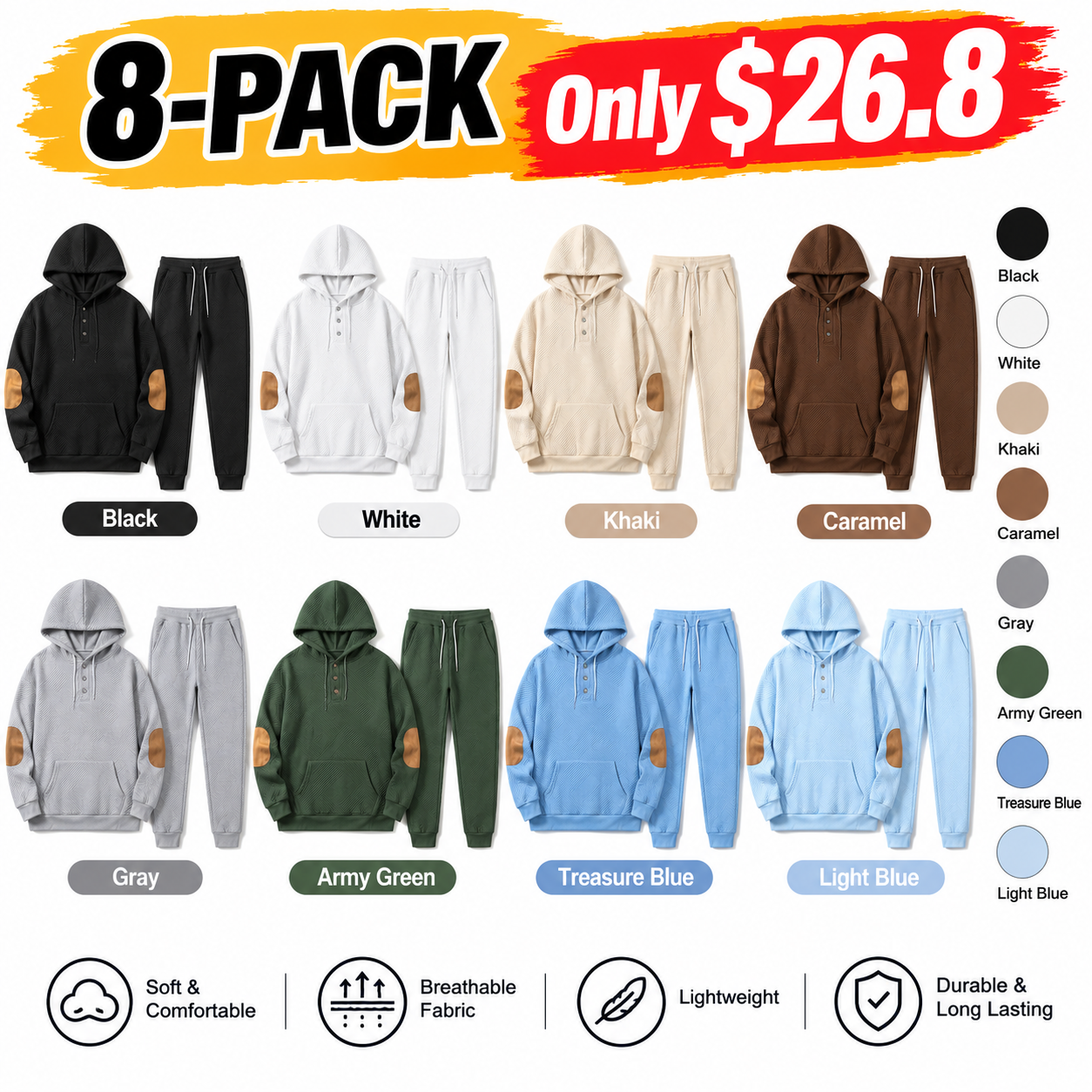 Men’s 2-Piece Brushed Fleece Hoodie & Sweatpants Set