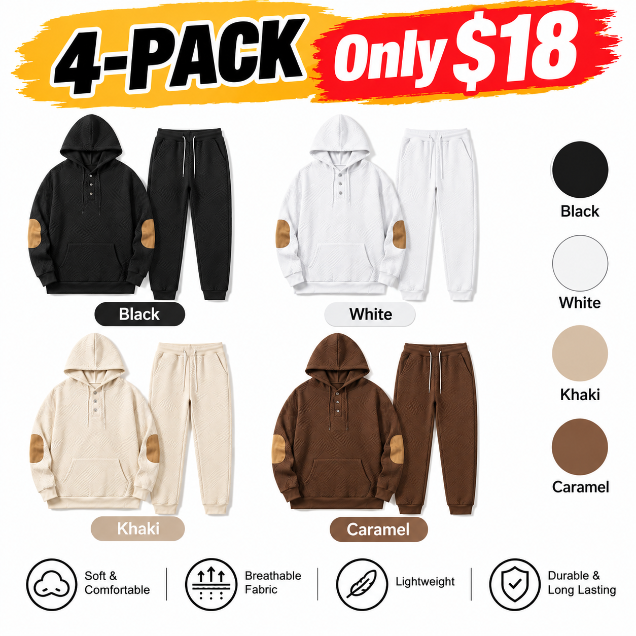 Men’s 2-Piece Brushed Fleece Hoodie & Sweatpants Set