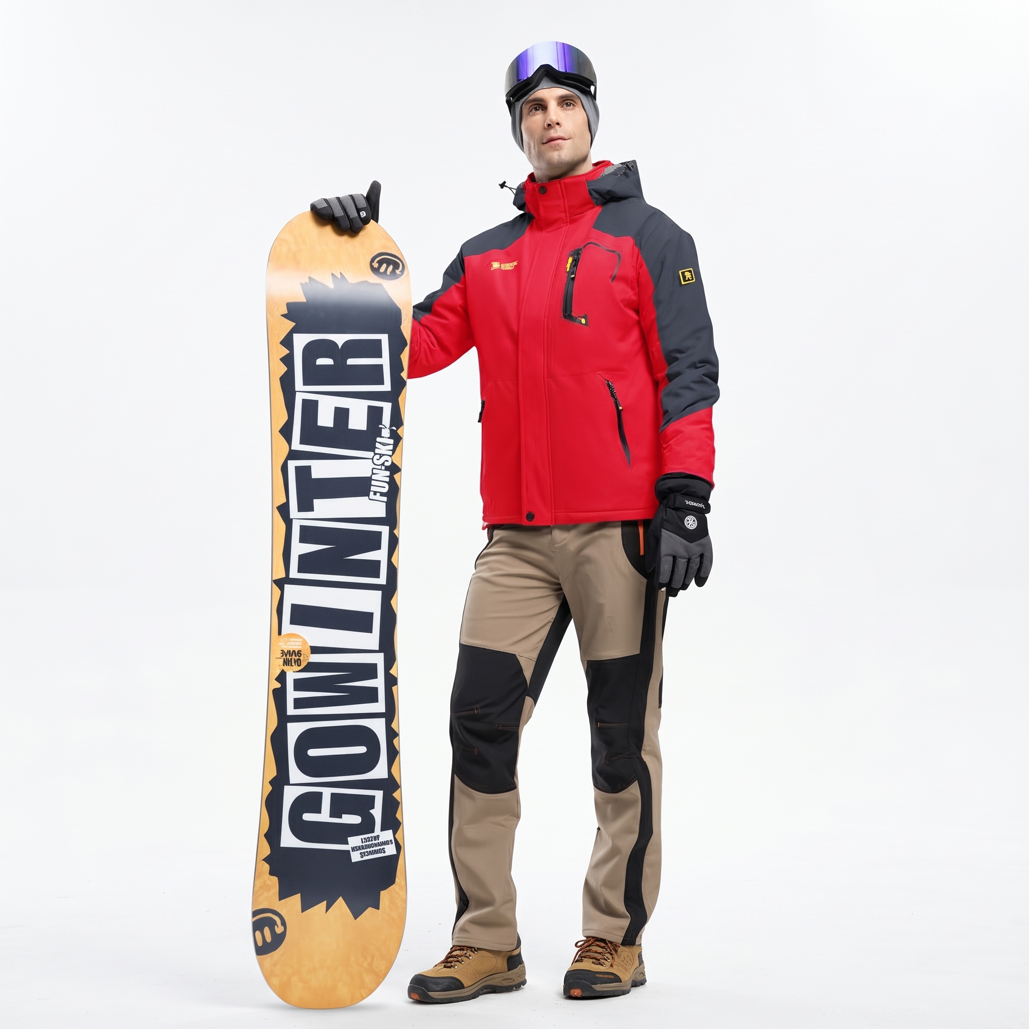 Men's Waterproof Fleece-Lined Winter Ski Jacket