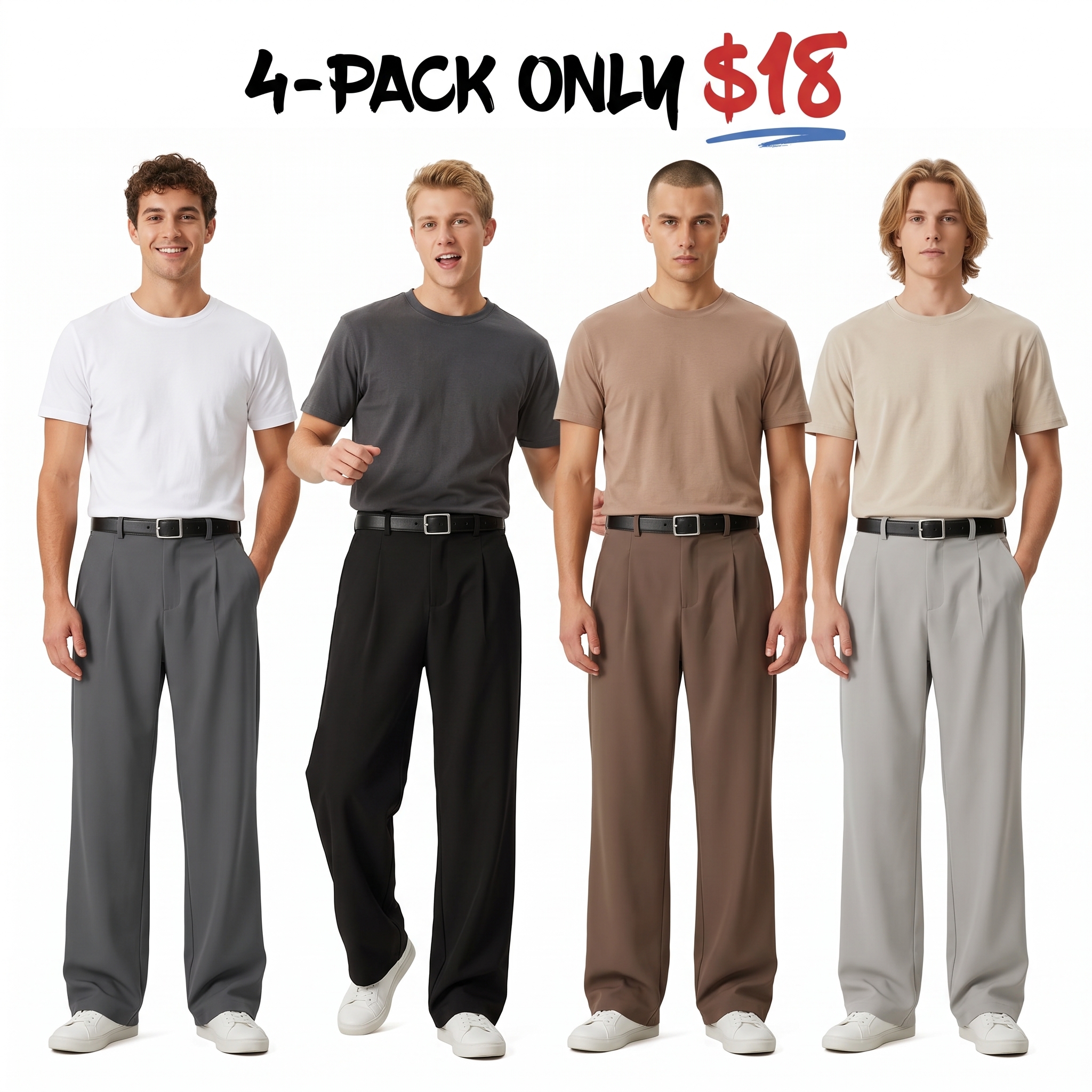 Men's Pleated Wide-Leg Dress Pants