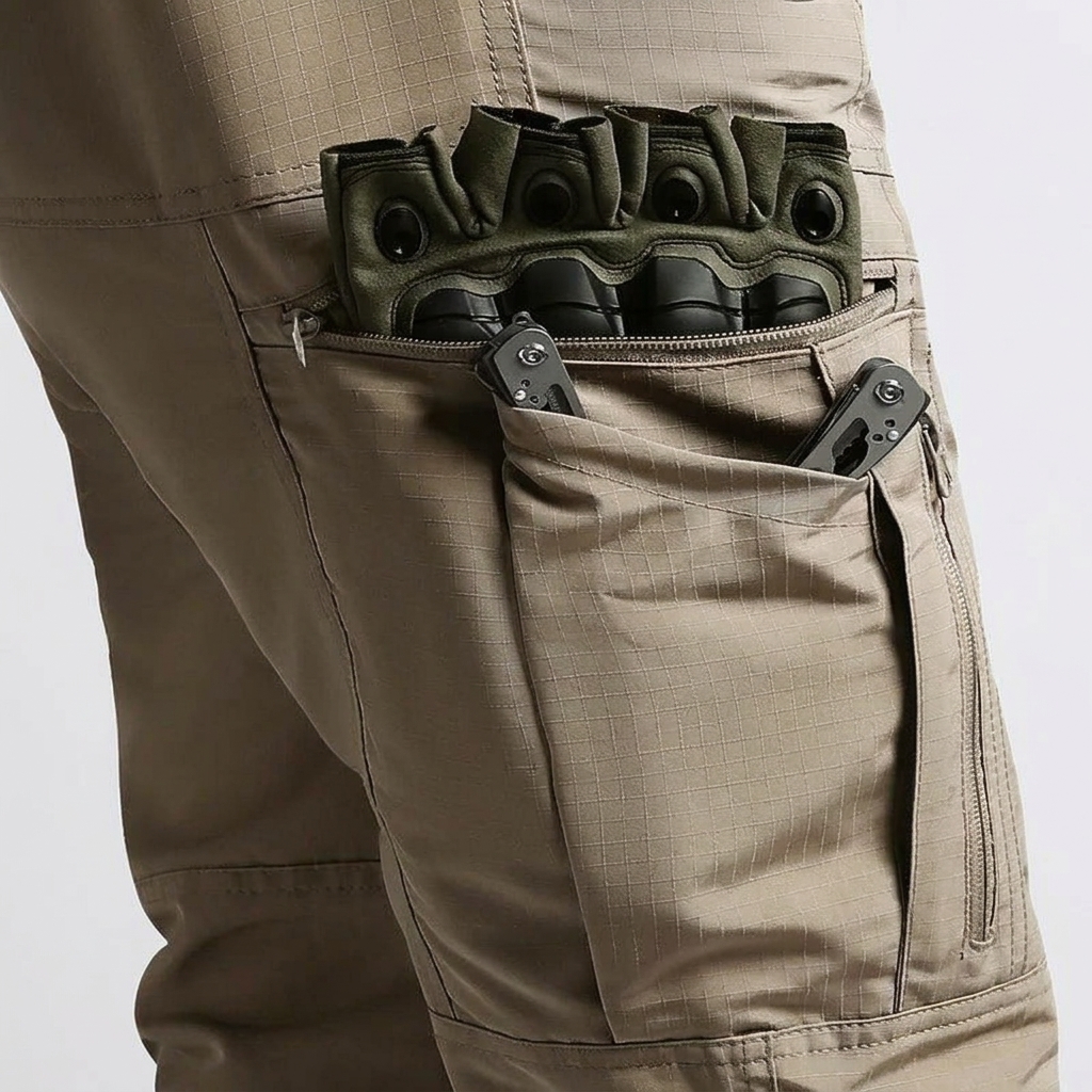 Men's Plaid Tactical Cargo Pants – Water-Repellent Outdoor Workwear