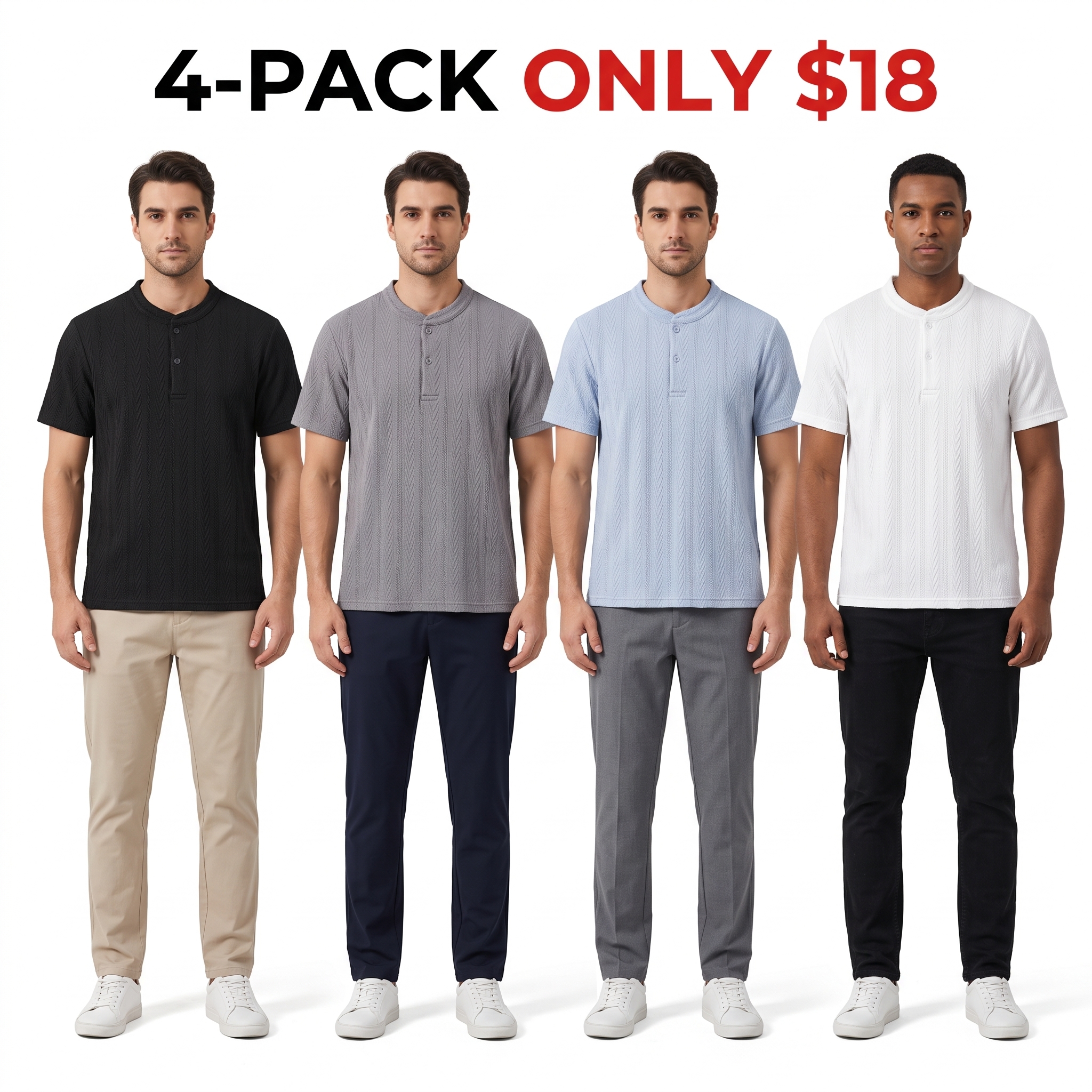 Men’s Textured Knit Henley Shirt