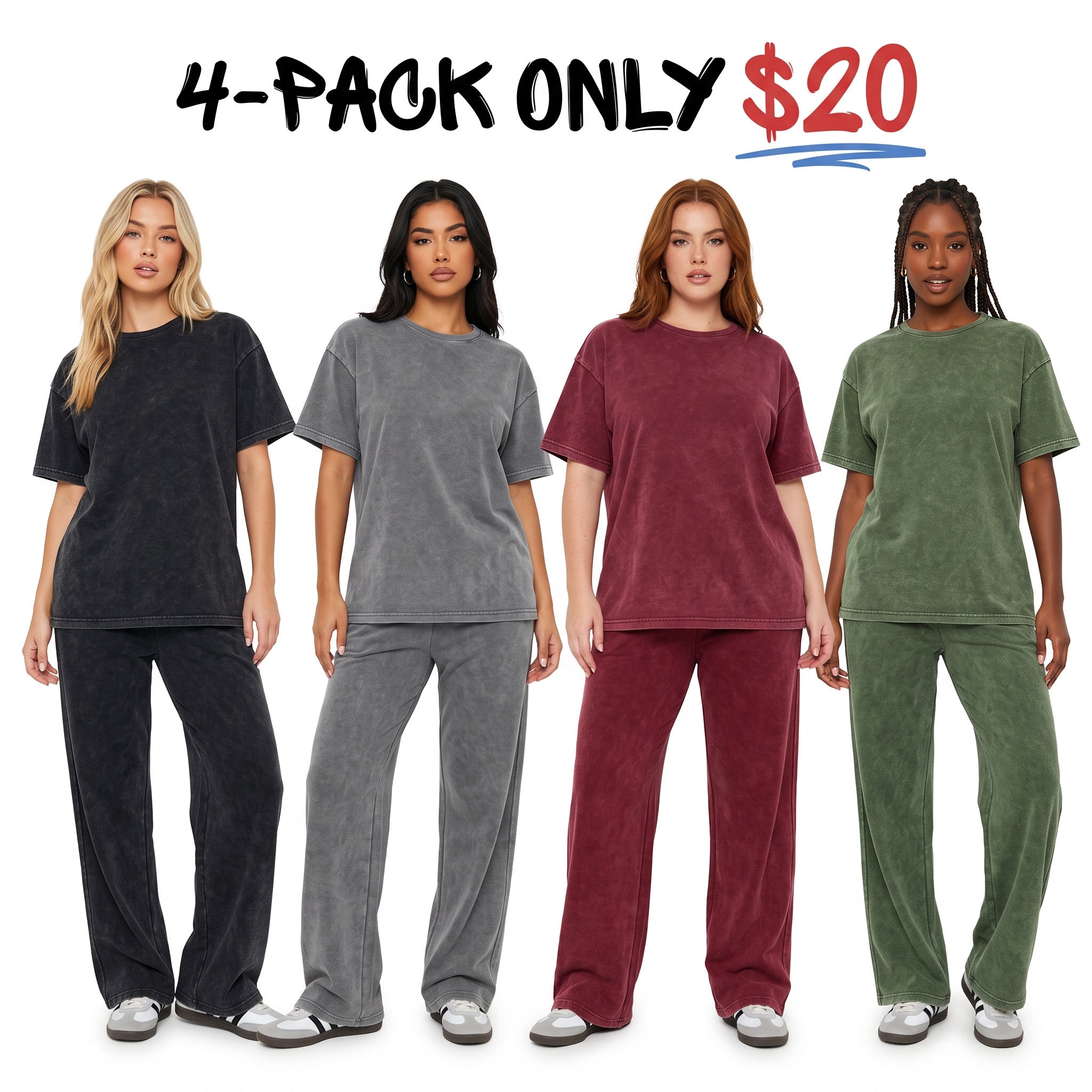 Women’s Acid-Washed Casual Two-Piece Set
