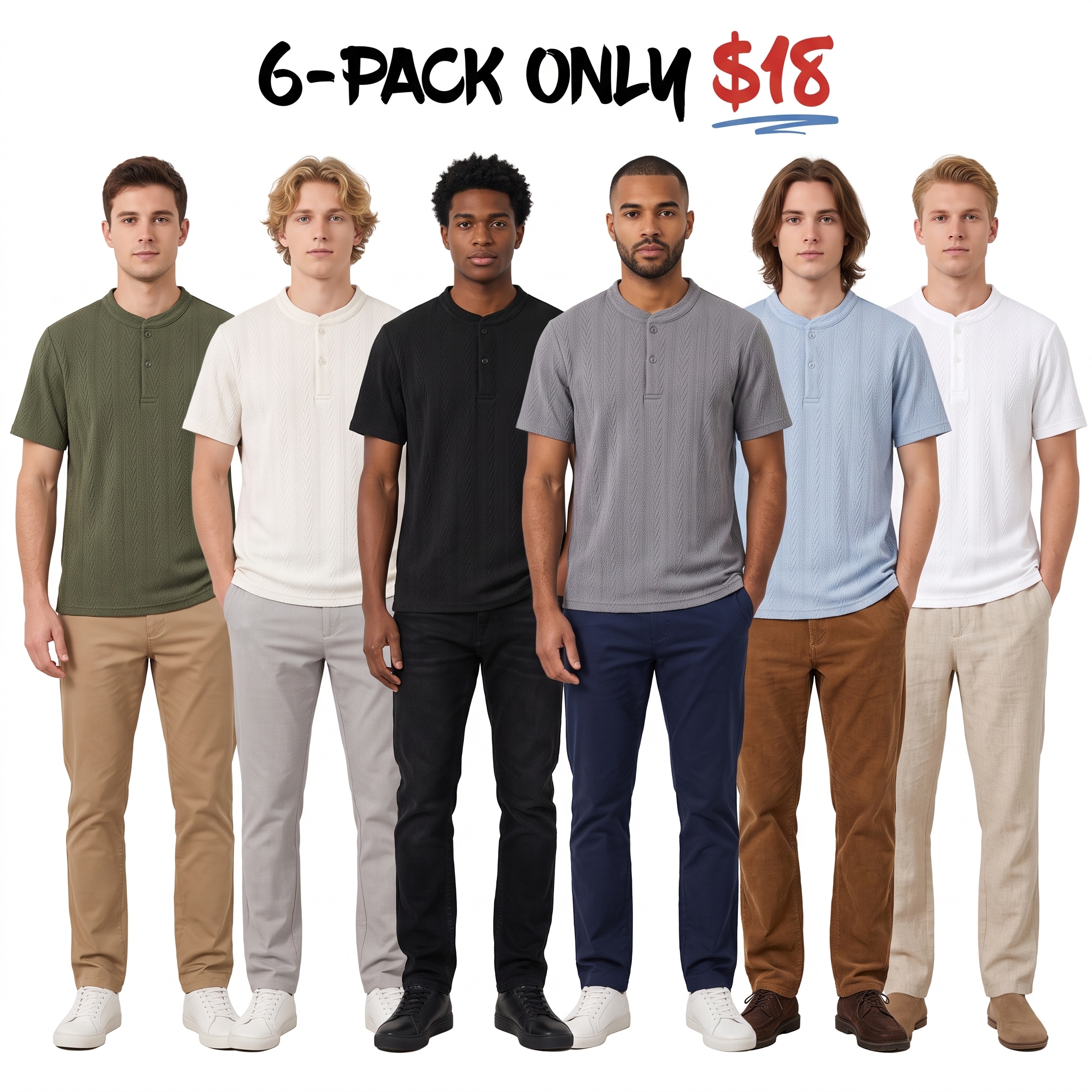 Men’s Textured Knit Henley Shirt