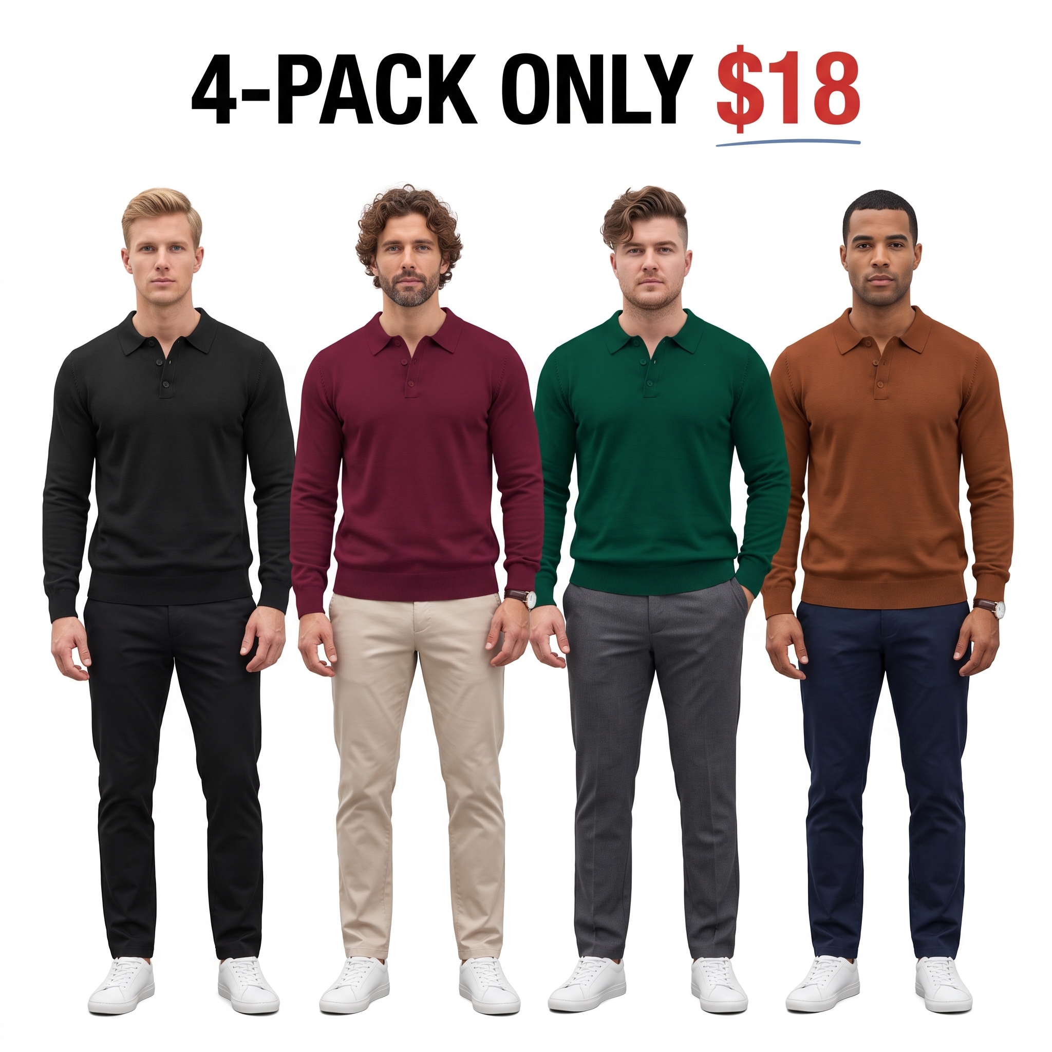 Men's Long Sleeve Knit Polo Shirt
