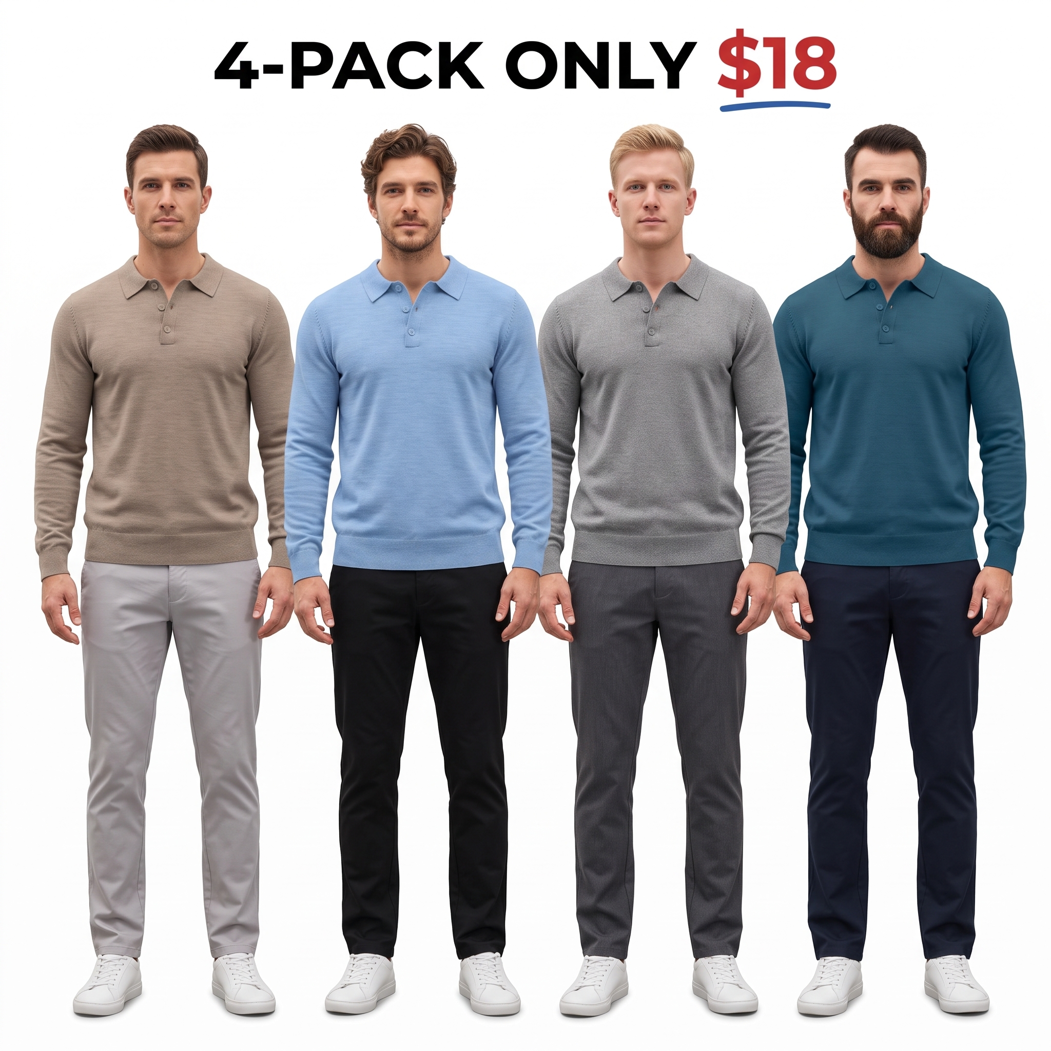 Men's Long Sleeve Knit Polo Shirt