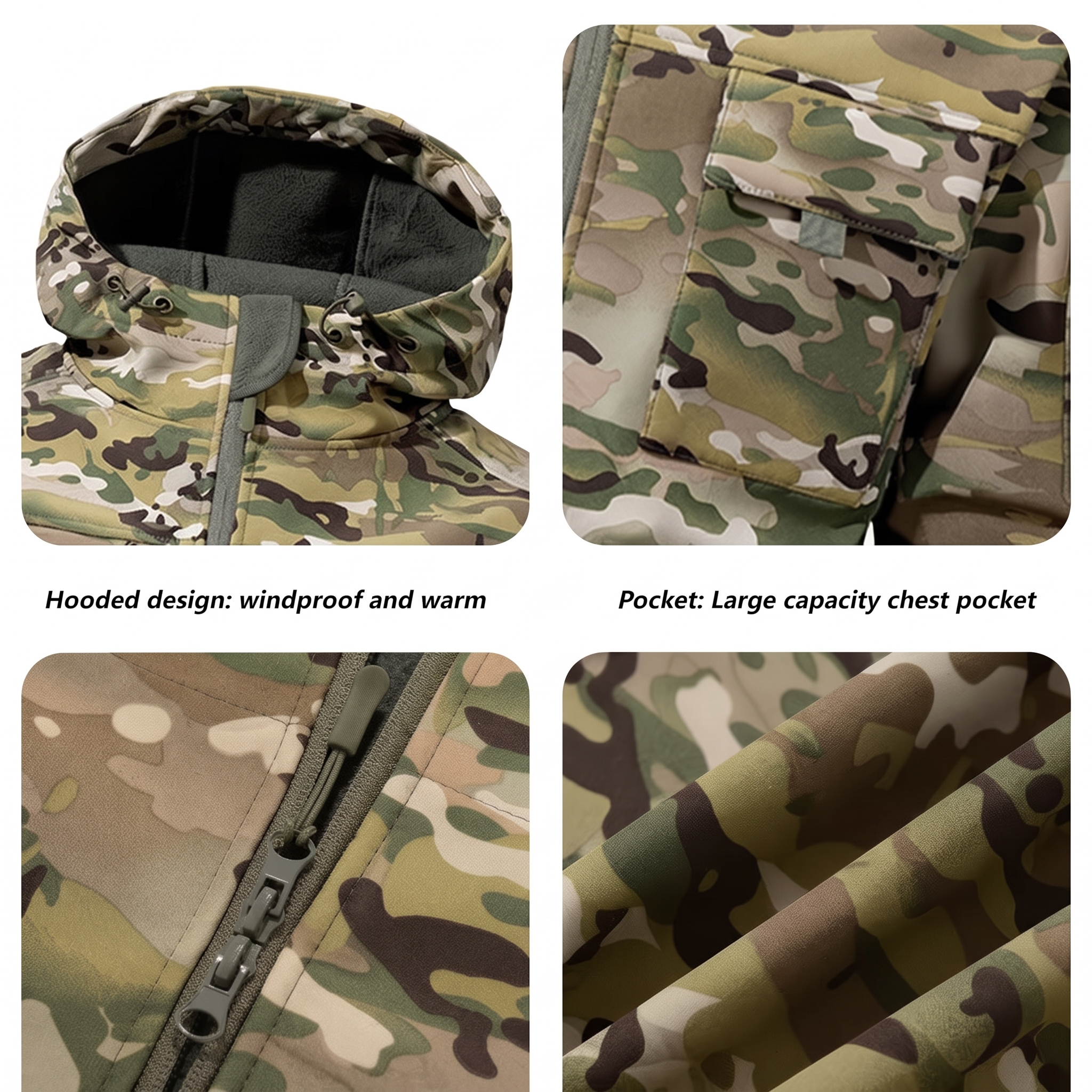 Men's Waterproof Fleece-Lined Tactical Outdoor Jacket