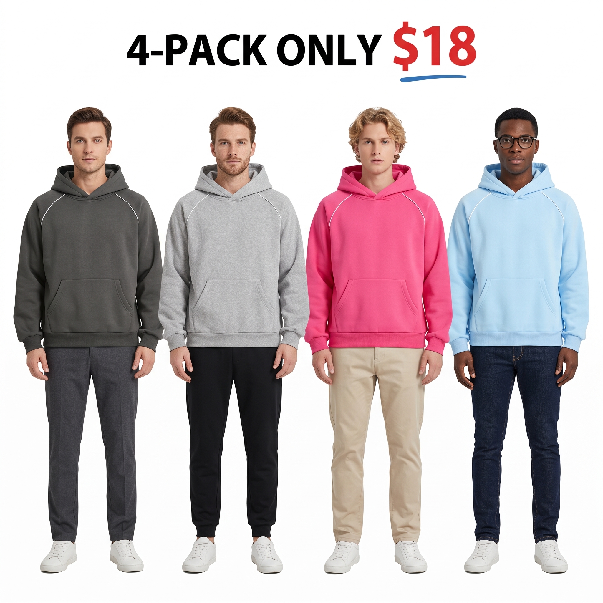 Men's Cotton Blend Hooded Pullover Sweatshirt