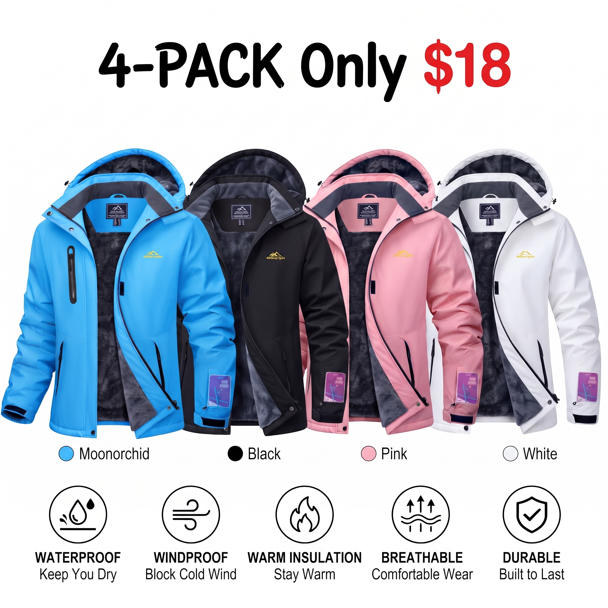 Women’s Waterproof Fleece-Lined Ski Jacket