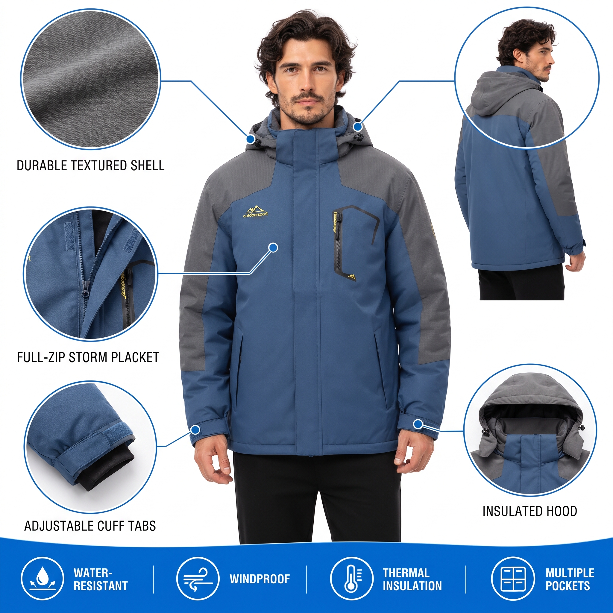 Men’s Waterproof Fleece-Lined Winter Outdoor Jacket