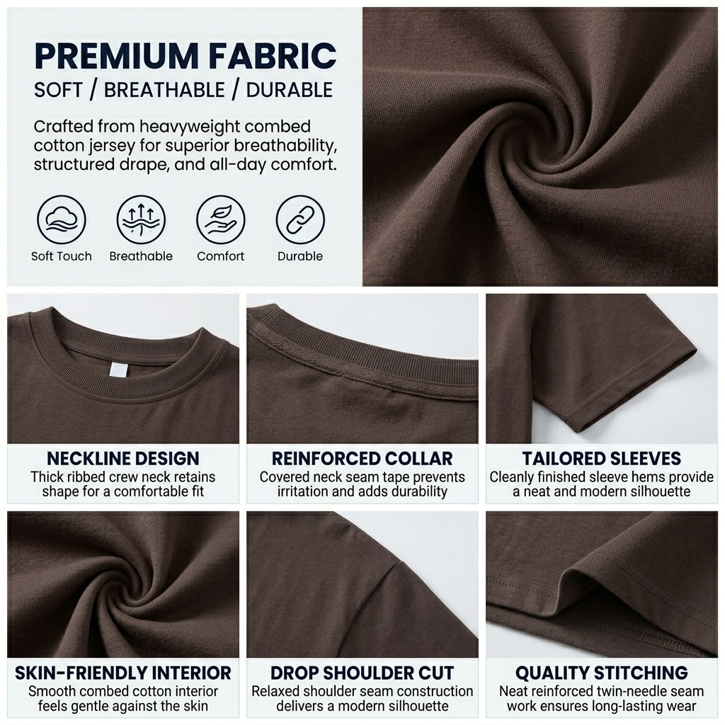 Unisex Cotton Crewneck T-Shirt – Relaxed Fit Casual Tee
