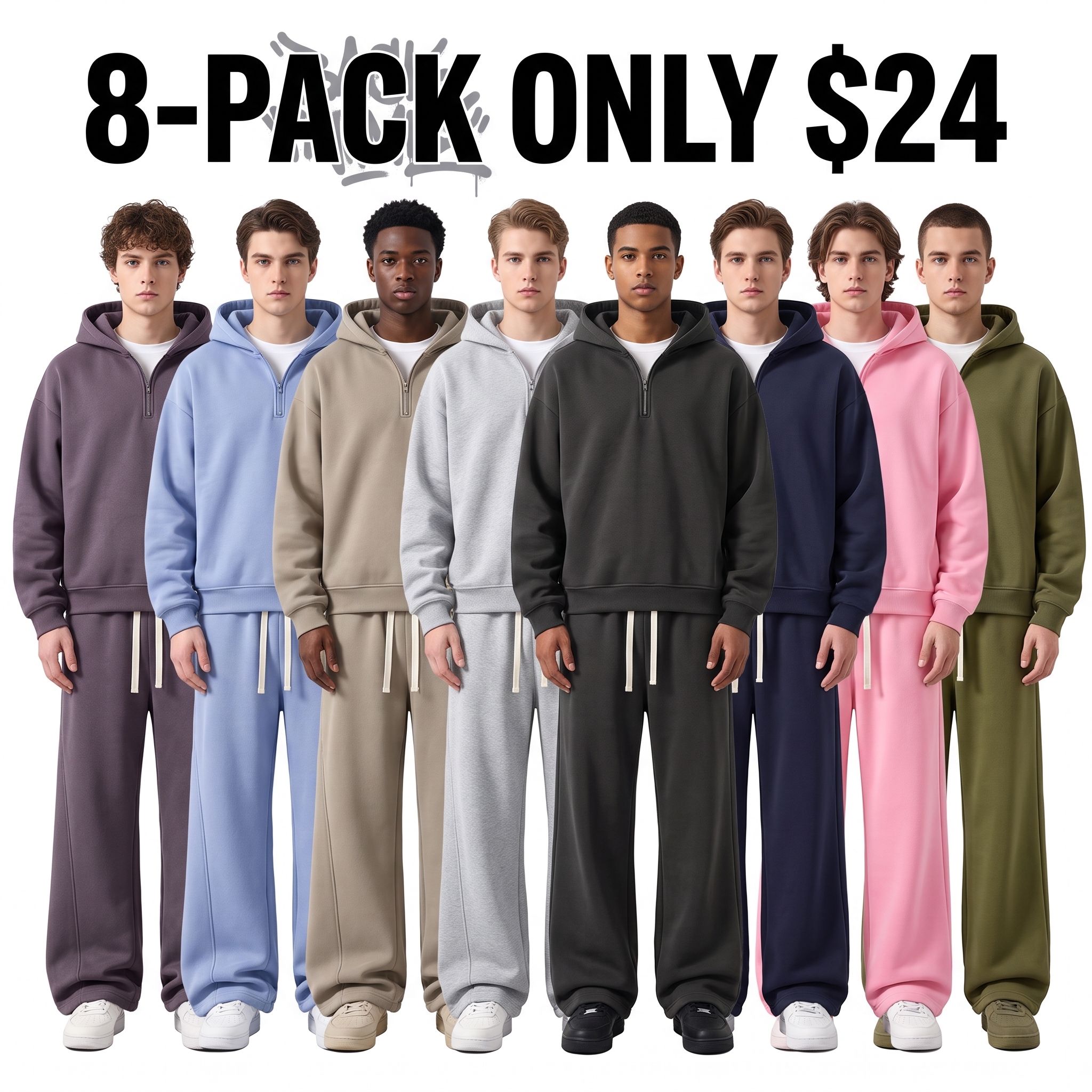 Men's Vintage Knit Half-Zip Tracksuit Set
