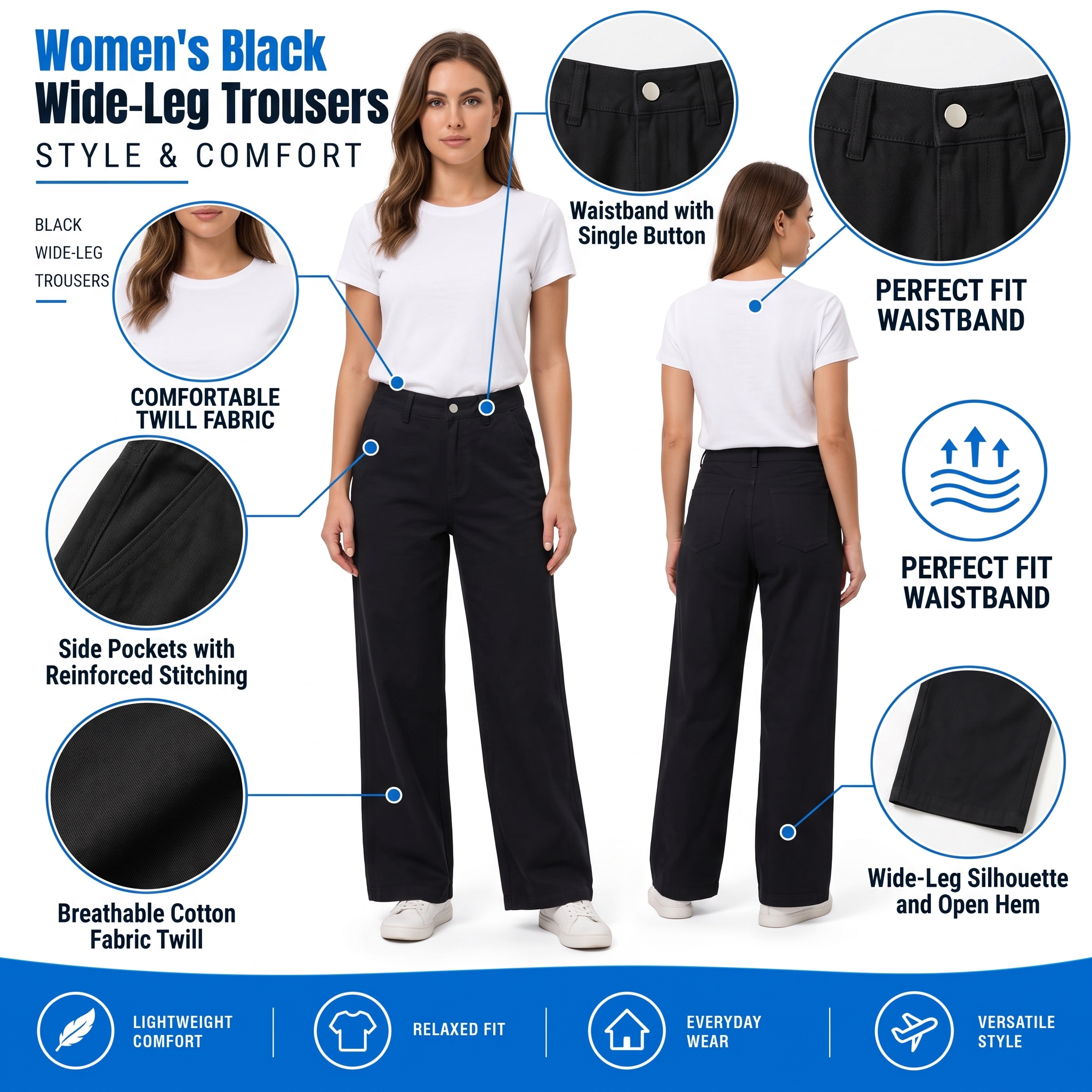 Women’s High-Waisted Wide-Leg Stretch Jeans