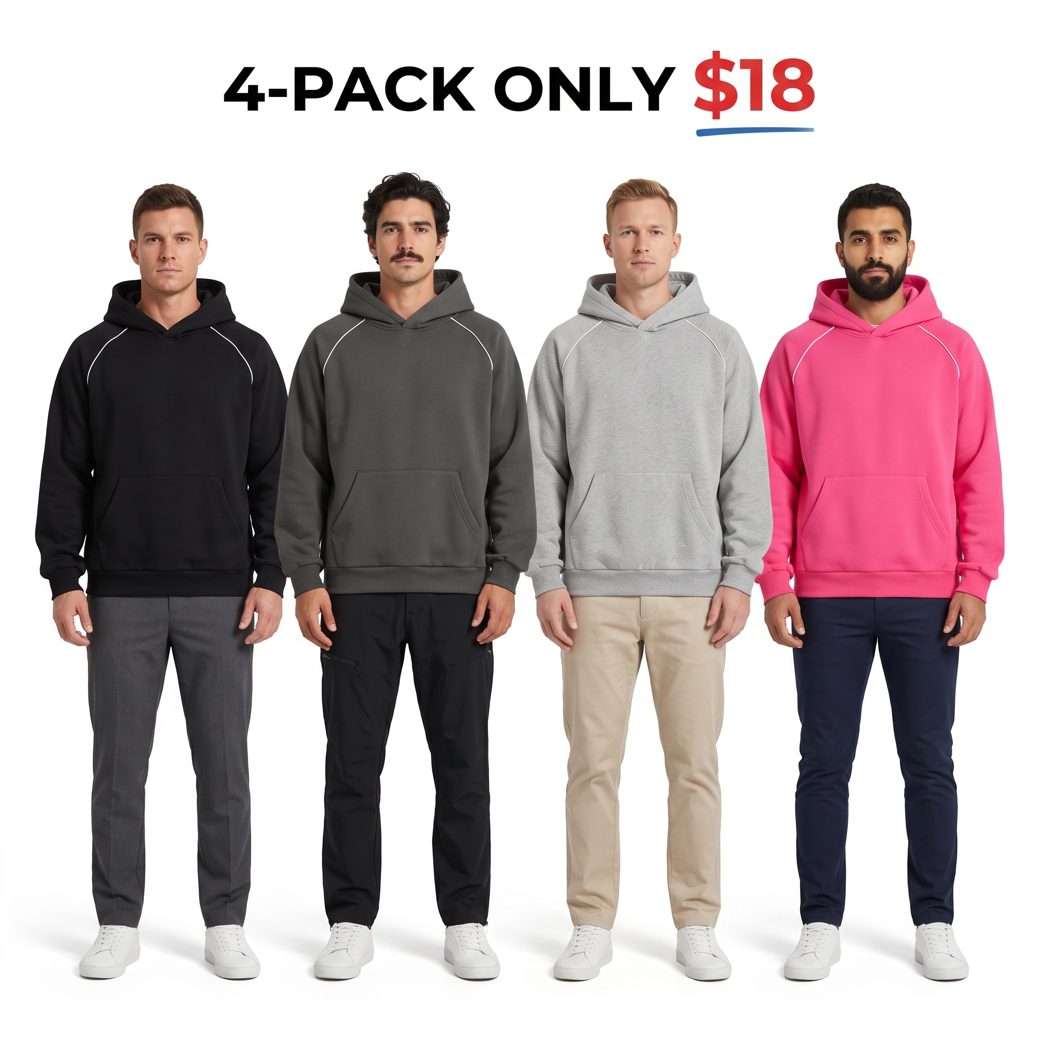 Men's Cotton Blend Hooded Pullover Sweatshirt