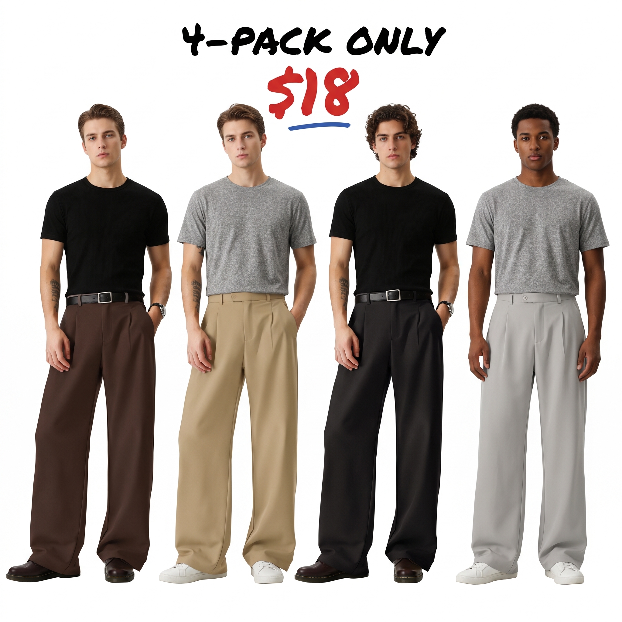 Men's Pleated Wide-Leg Dress Pants