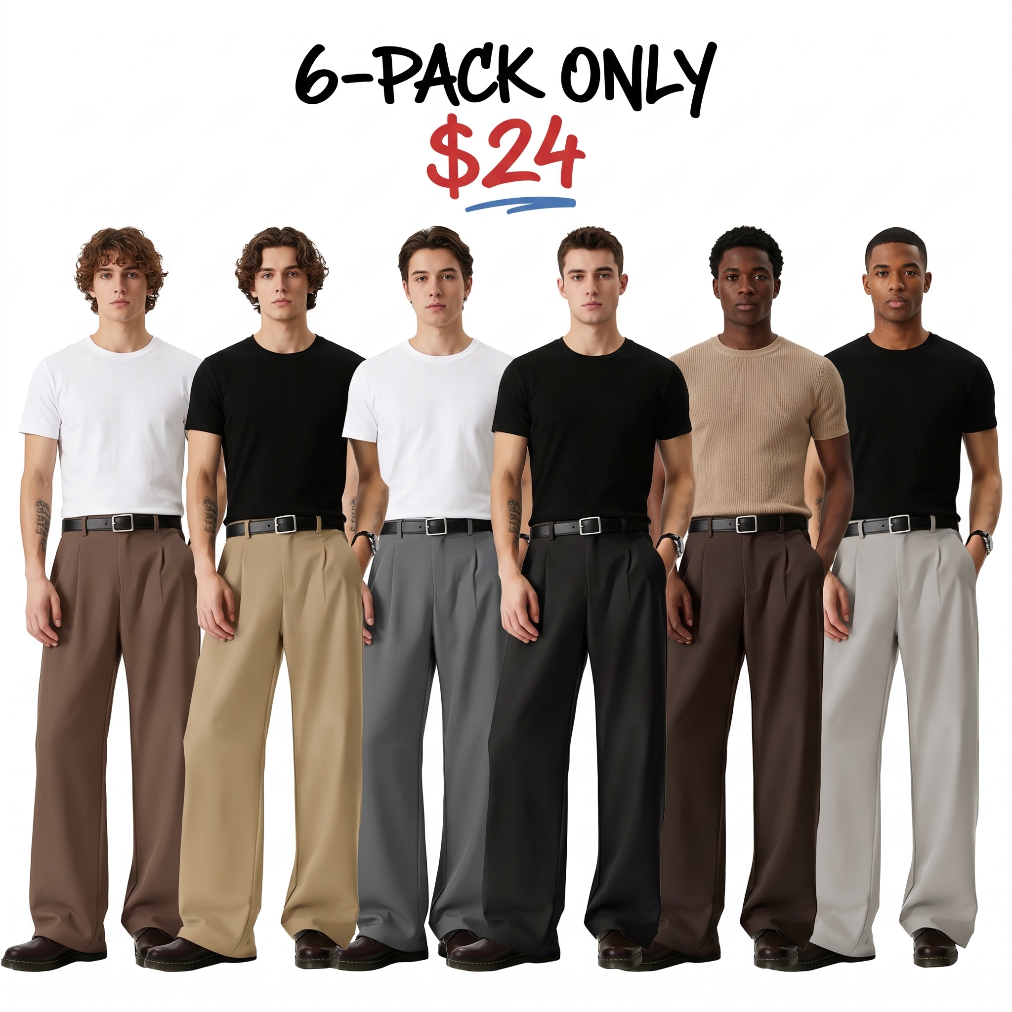 Men's Pleated Wide-Leg Dress Pants