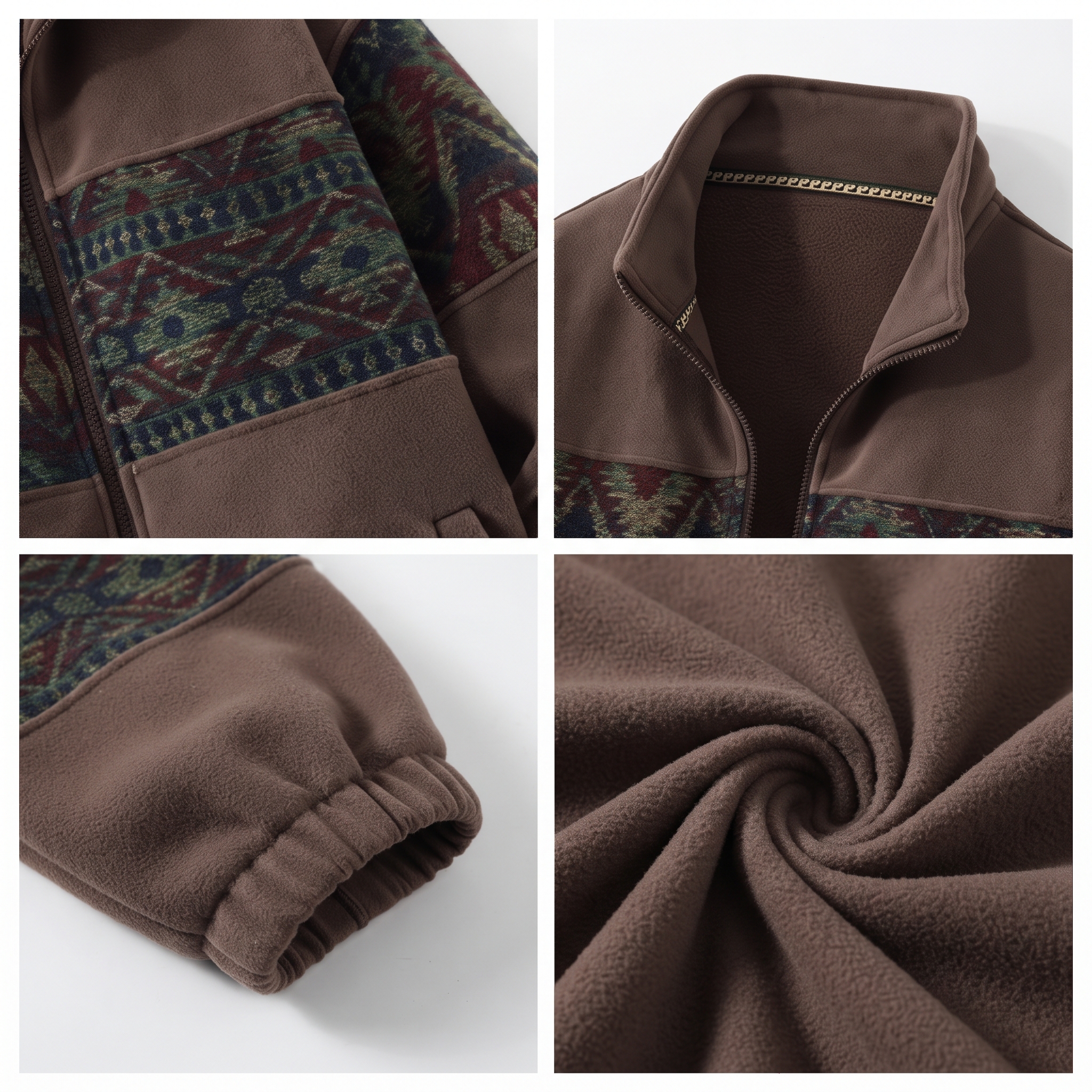 Men's Retro Ethnic Pattern Fleece-Lined Cardigan Jacket