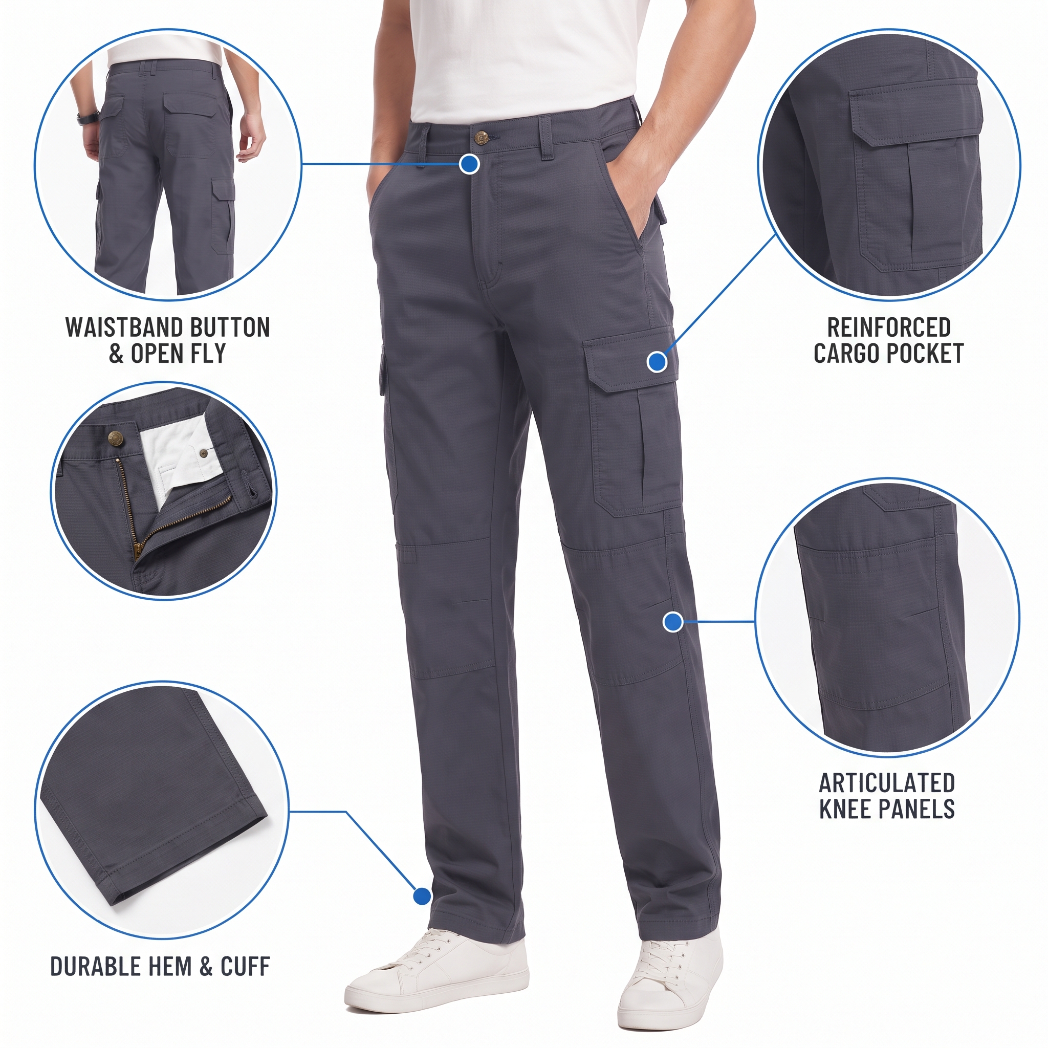 Men's Utility Cargo Pants – Straight-Leg Work Trousers