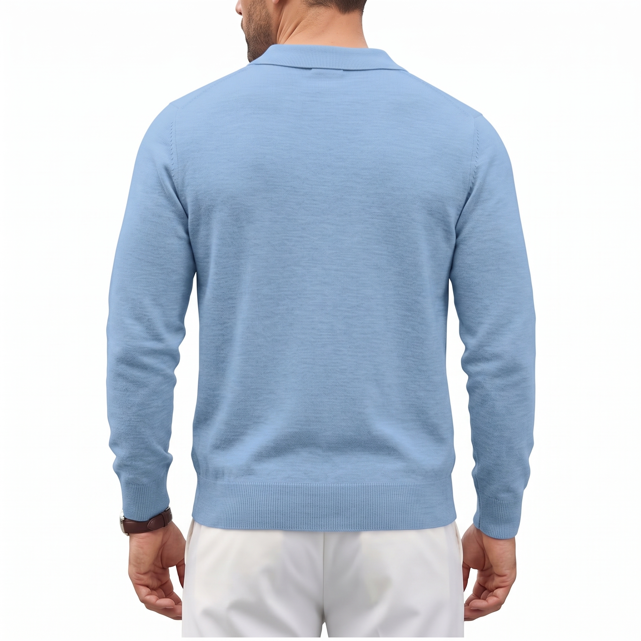 Men's Long Sleeve Knit Polo Shirt