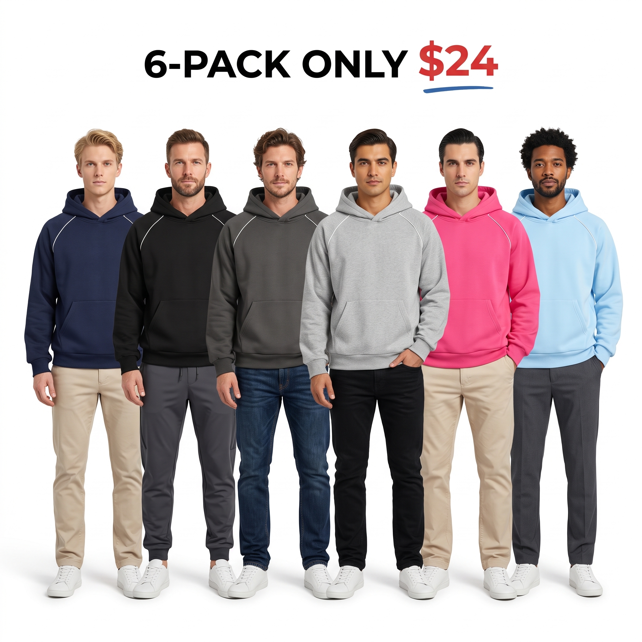 Men's Cotton Blend Hooded Pullover Sweatshirt