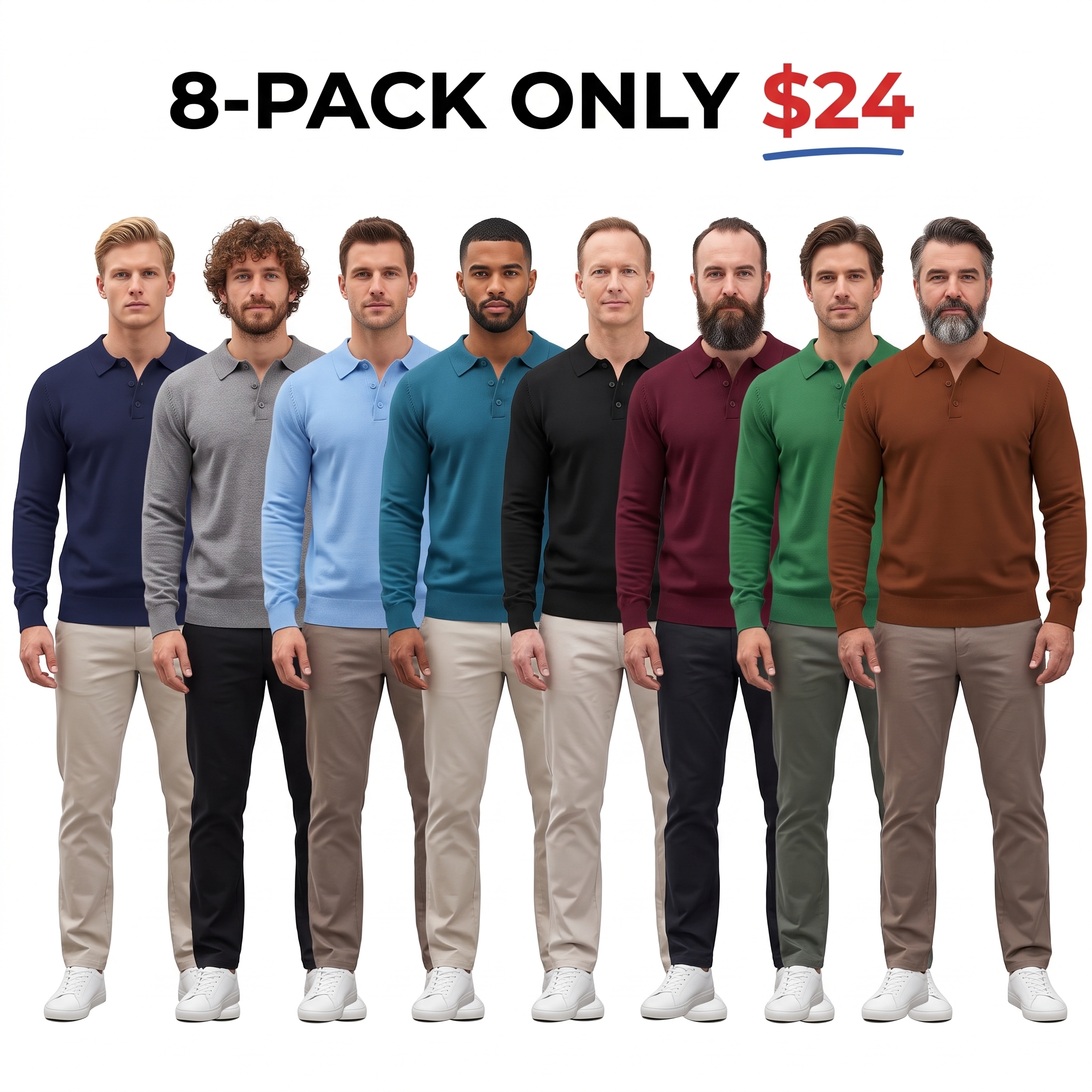 Men's Long Sleeve Knit Polo Shirt