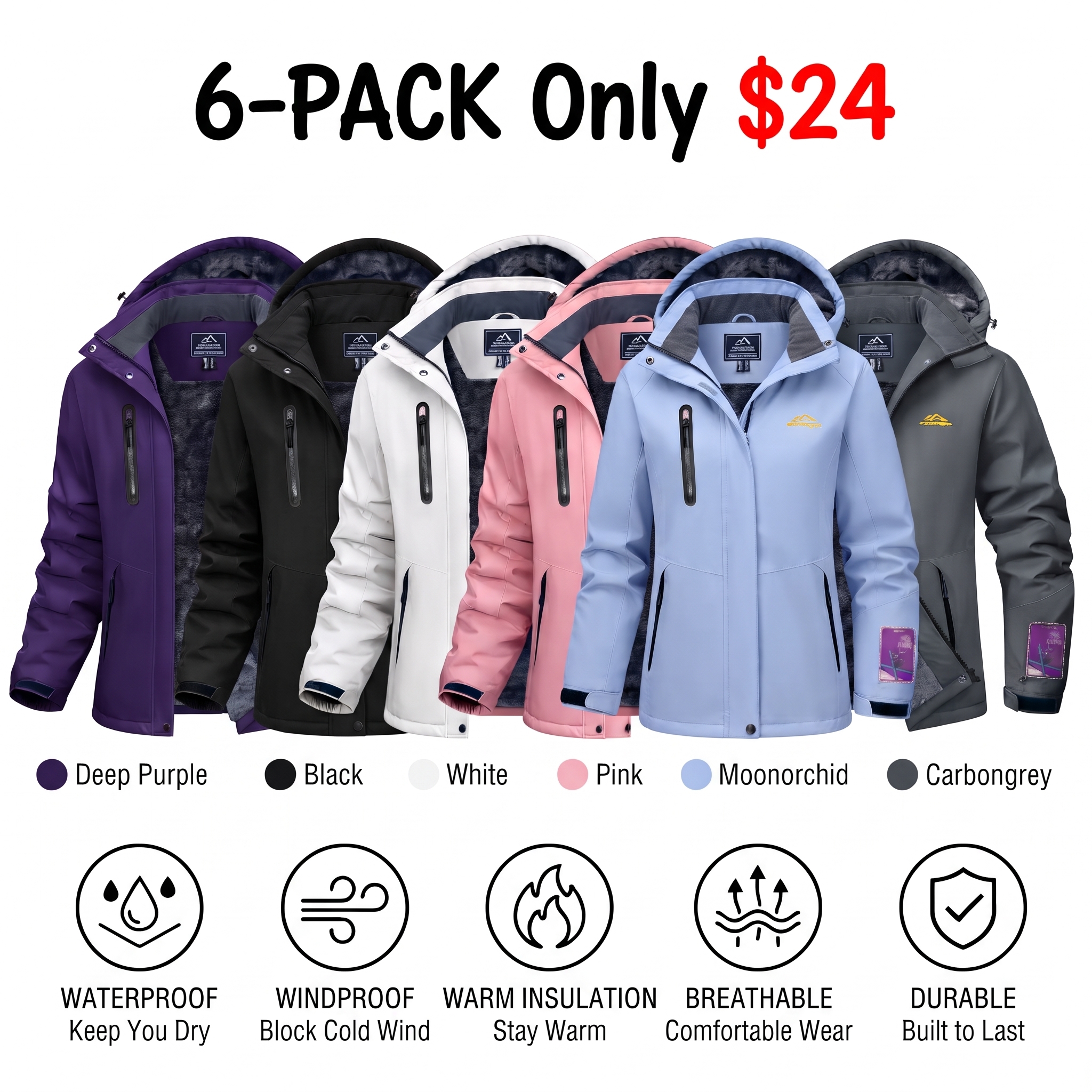 Women’s Waterproof Fleece-Lined Ski Jacket