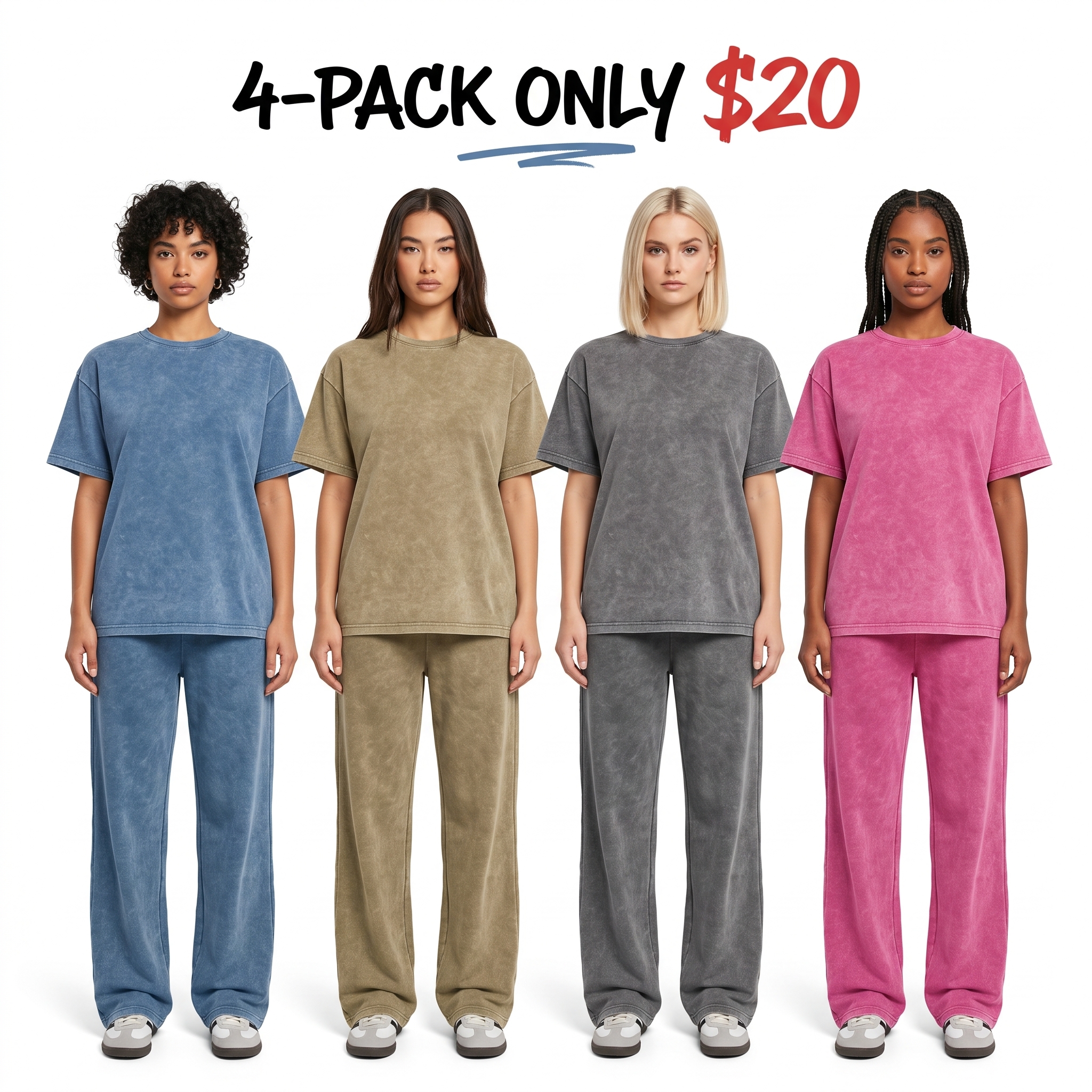 Women’s Acid-Washed Casual Two-Piece Set