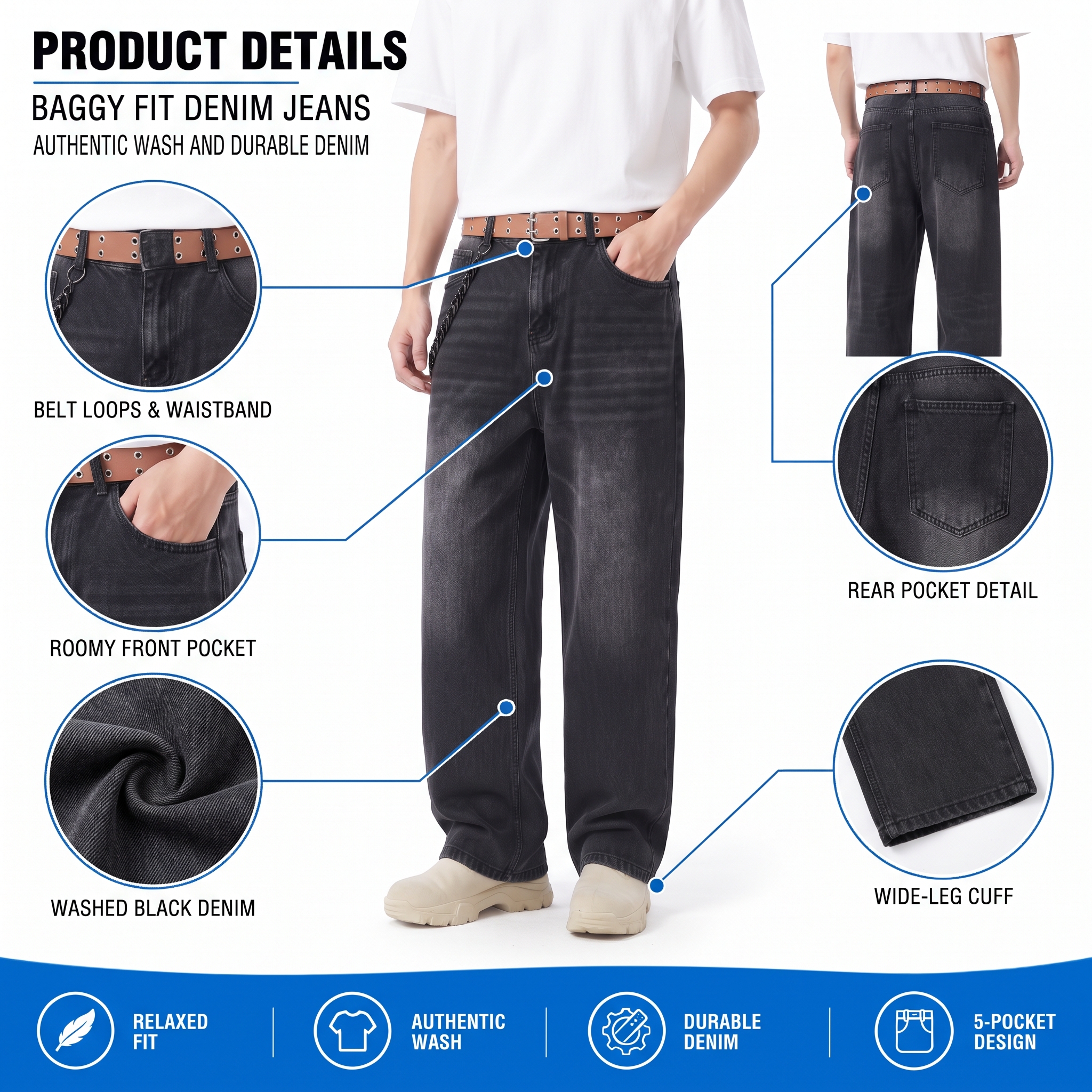 Vintage Wide-Leg Baggy Denim Jeans