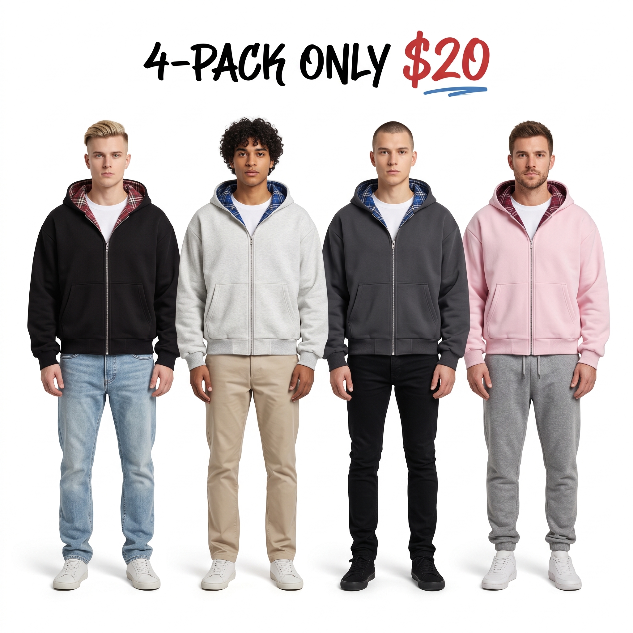 Unisex Reversible Plaid Zip-Up Hoodie