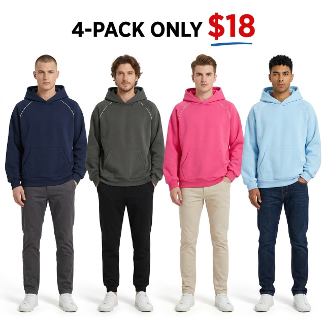 Men's Cotton Blend Hooded Pullover Sweatshirt