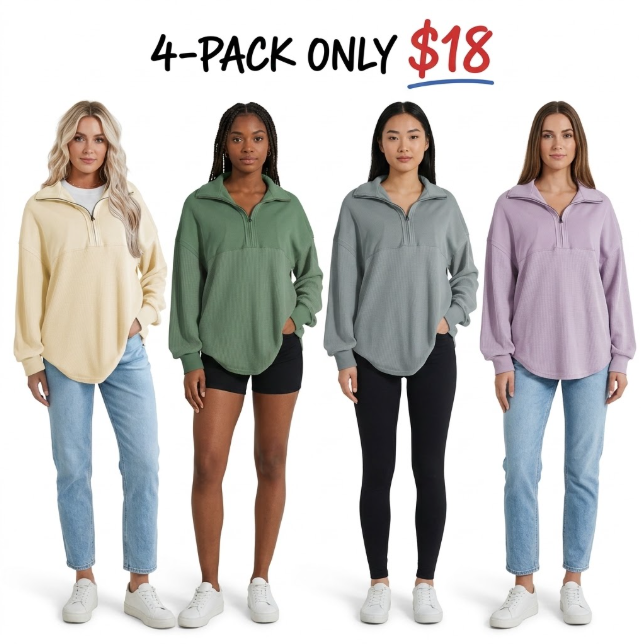 Women's Cotton Knit Quarter-Zip Pullover