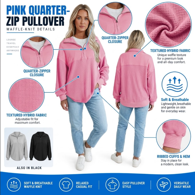 Women's Cotton Knit Quarter-Zip Pullover