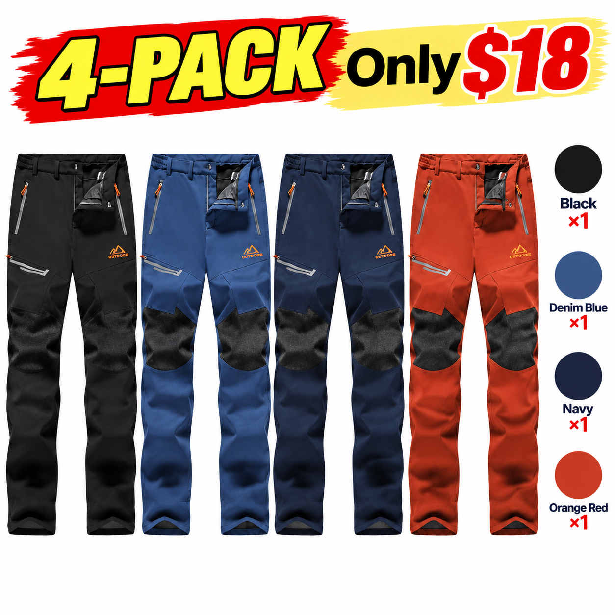 Men's Fleece-Lined Outdoor Pants – Water-Resistant Winter Trousers