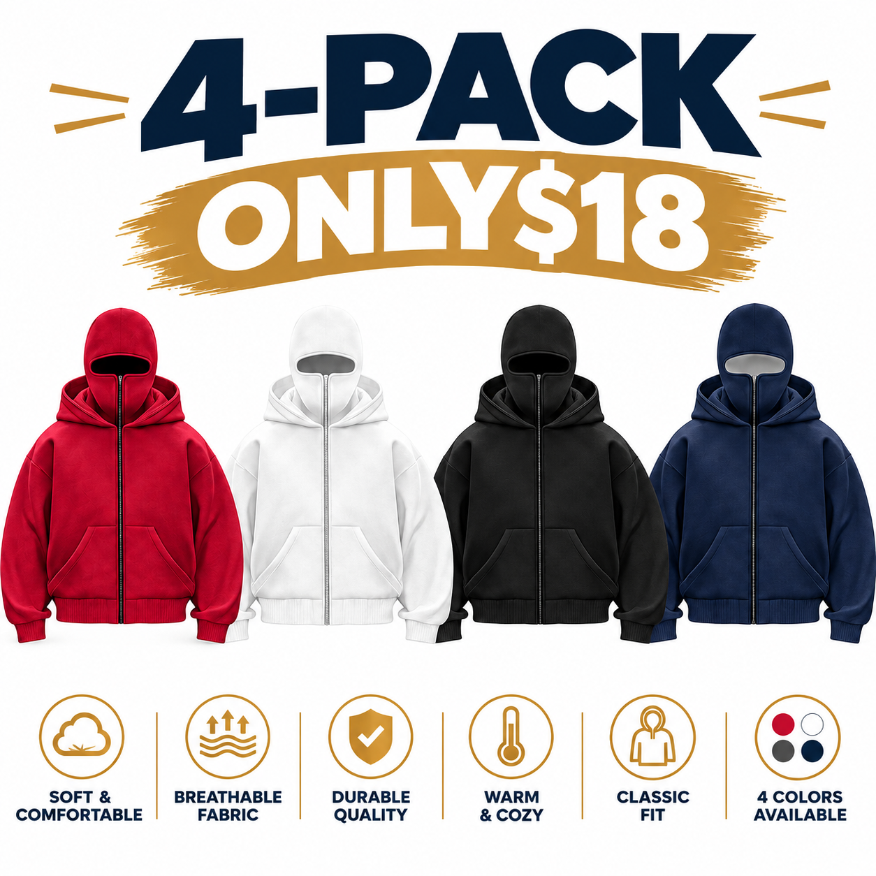 Men's Built-In Balaclava Zip Hoodie