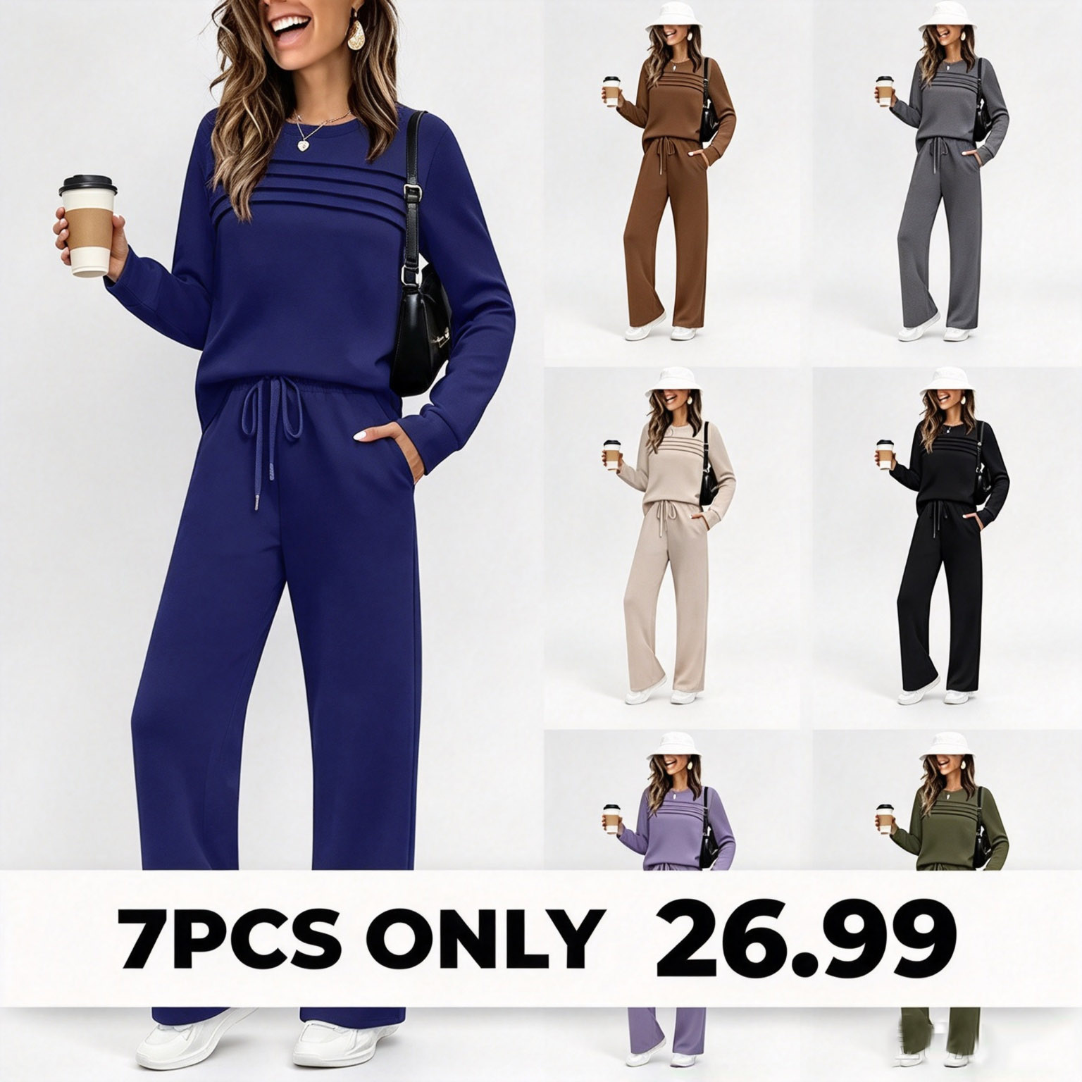 ⏳Time-Limited Special⏰Women's Crew Neck Top & Drawstring Pants Set