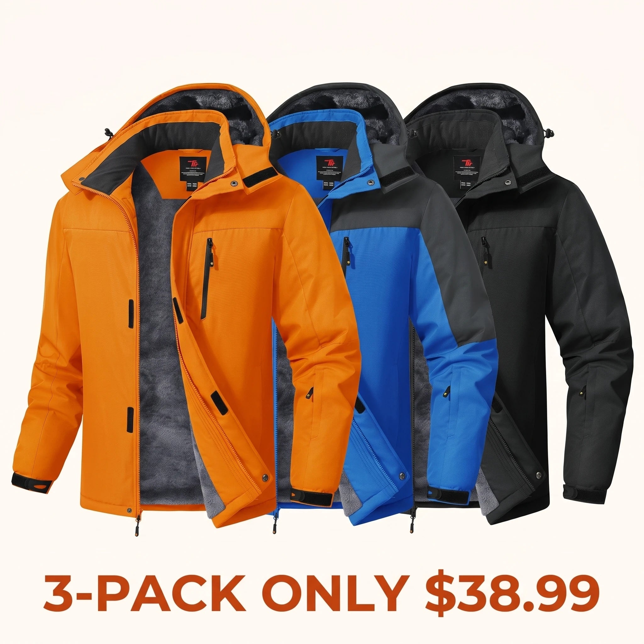 Men’s Winter Ski Snow Jacket Waterproof Windproof Fleece Lined