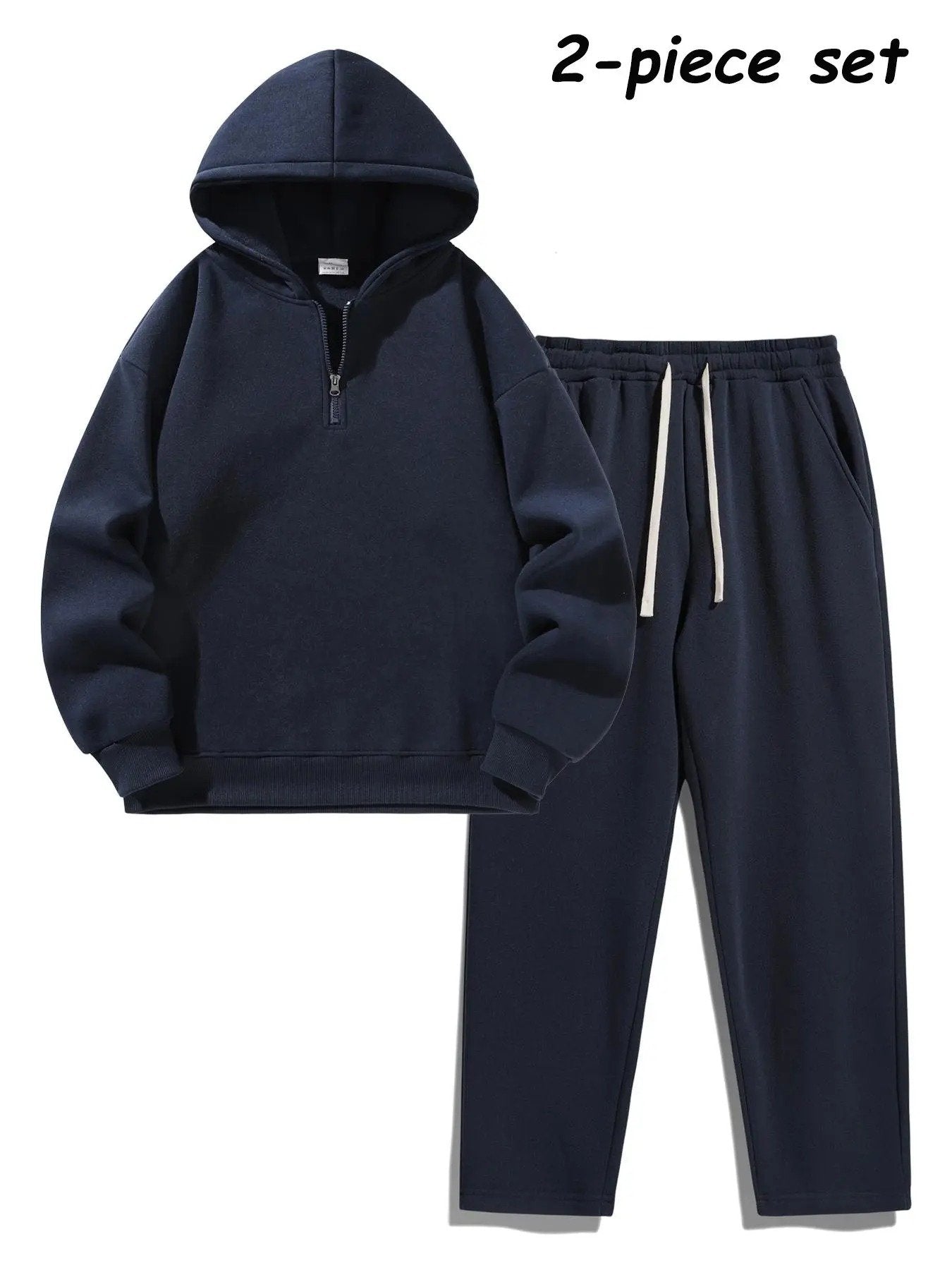 Men's Plain Two-piece Casual Sporty Sweatsuit Set