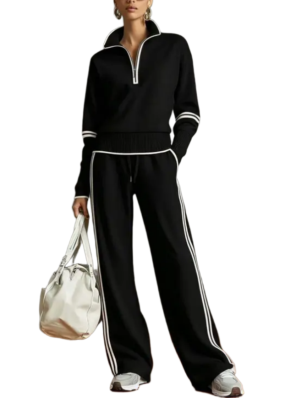 🎀Women Casual Sports Two Piece Set Stand Collar Wide Leg Pants