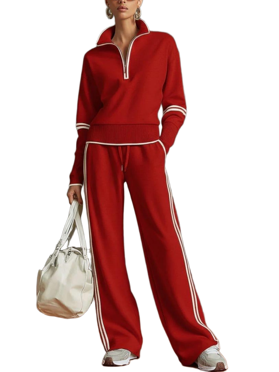 🎀Women Casual Sports Two Piece Set Stand Collar Wide Leg Pants