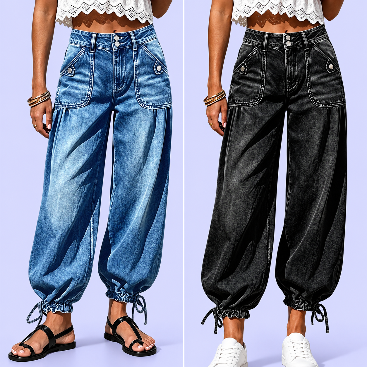2PCS ONLY 22.98👖 Shape It Your Way | Women's High-Waisted Adjustable-Hem Barrel Jeans