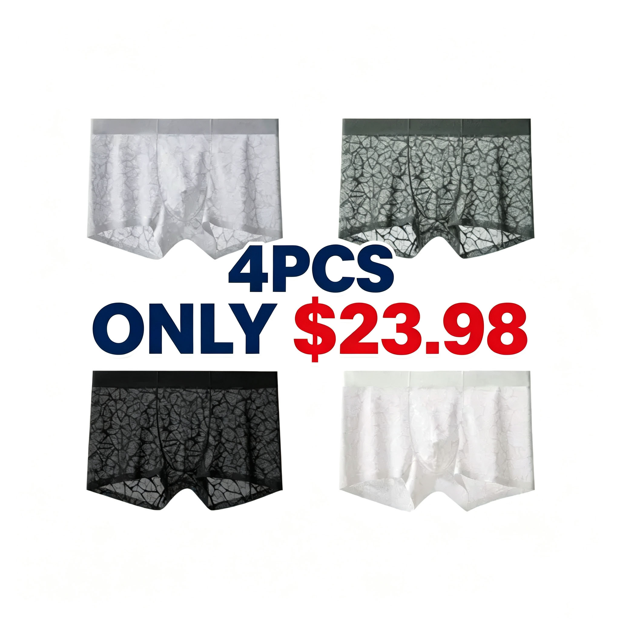 Men's Leopard Lace Ice Silk Boxer Briefs