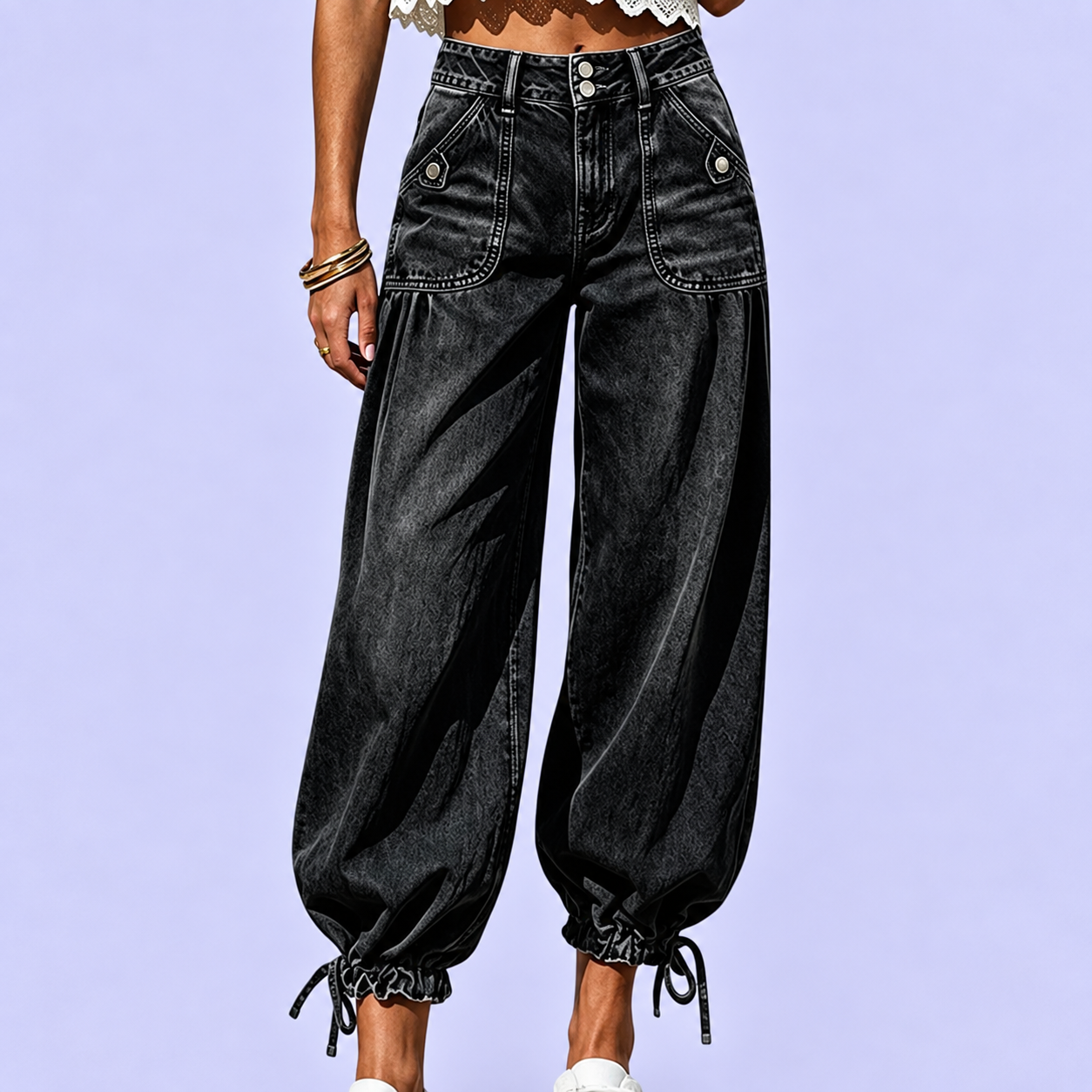 2PCS ONLY 22.98👖 Shape It Your Way | Women's High-Waisted Adjustable-Hem Barrel Jeans
